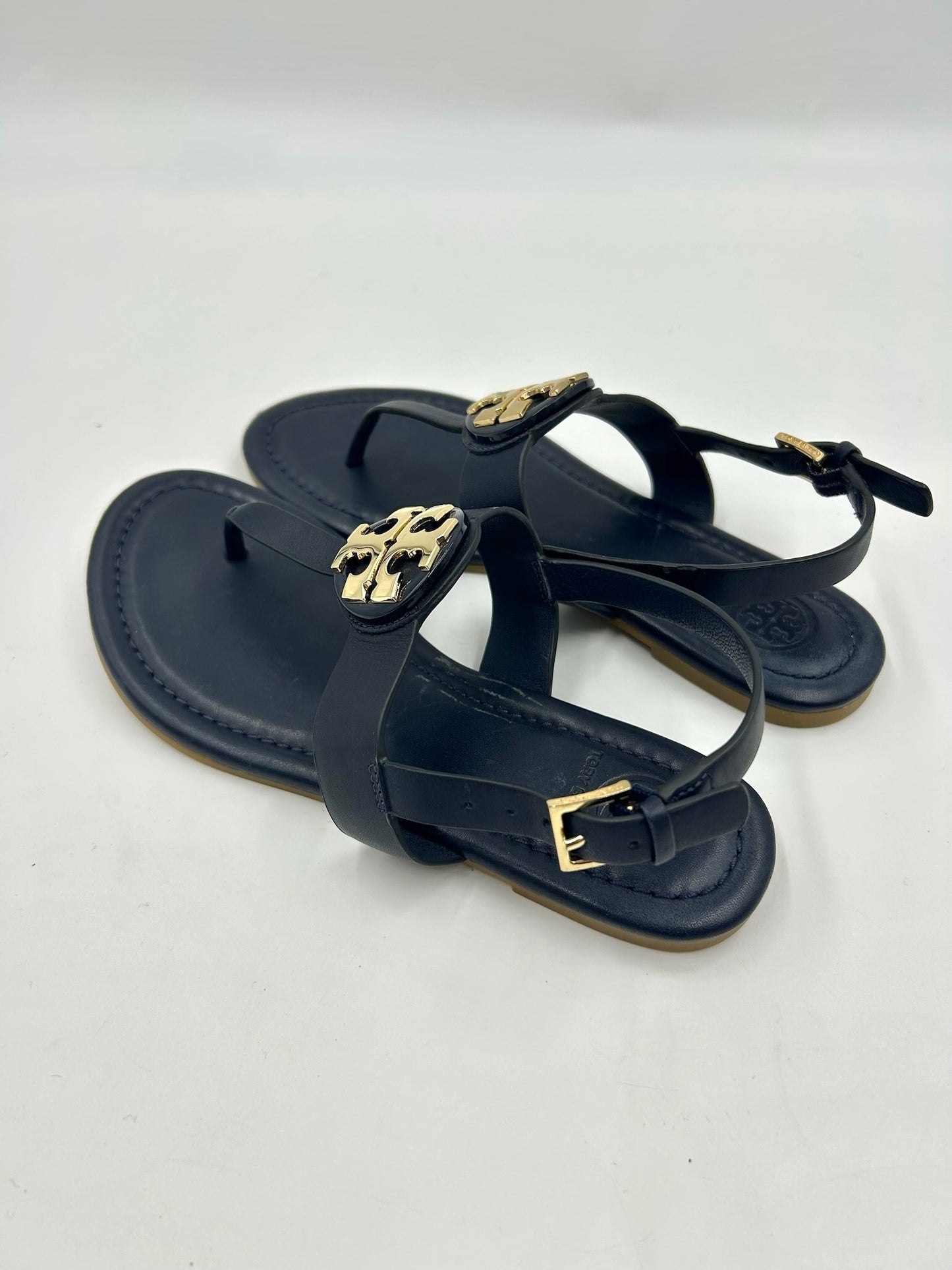 Tory Burch Claire Navy Leather Sandals Size 5