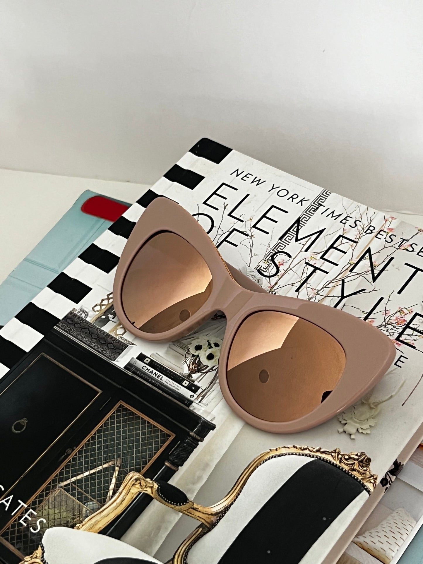 Stella Mccartney Pink Taupe Cateye Mirrored Sunglasses