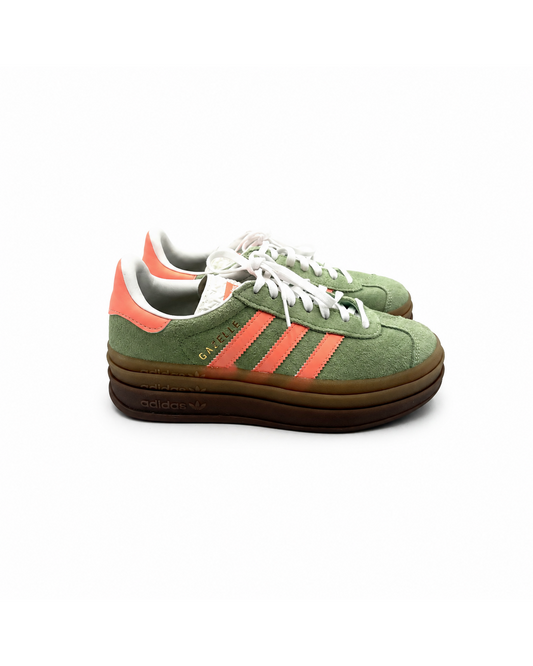 Adidas Bold Green & Orange Stripe Sneakers Size 7.5