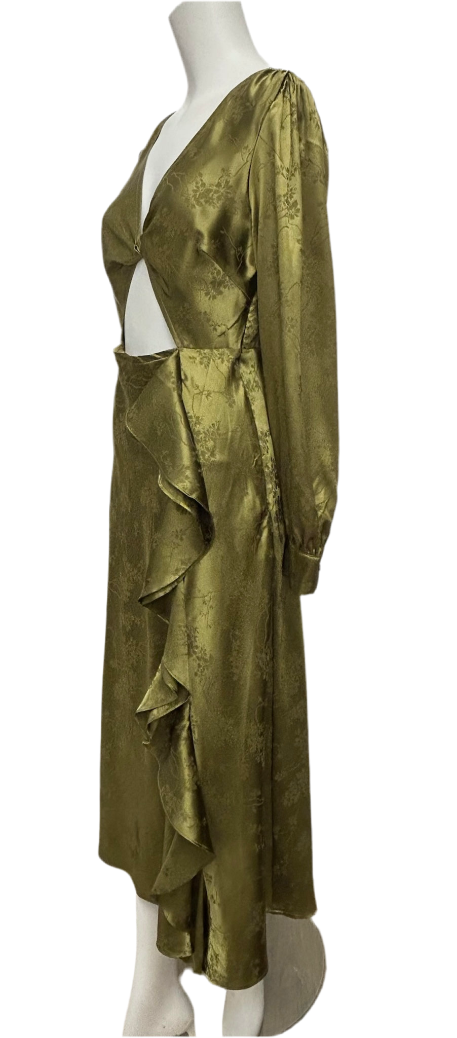 Li Le Green Long Sleeve Cut-Out Dress Size S