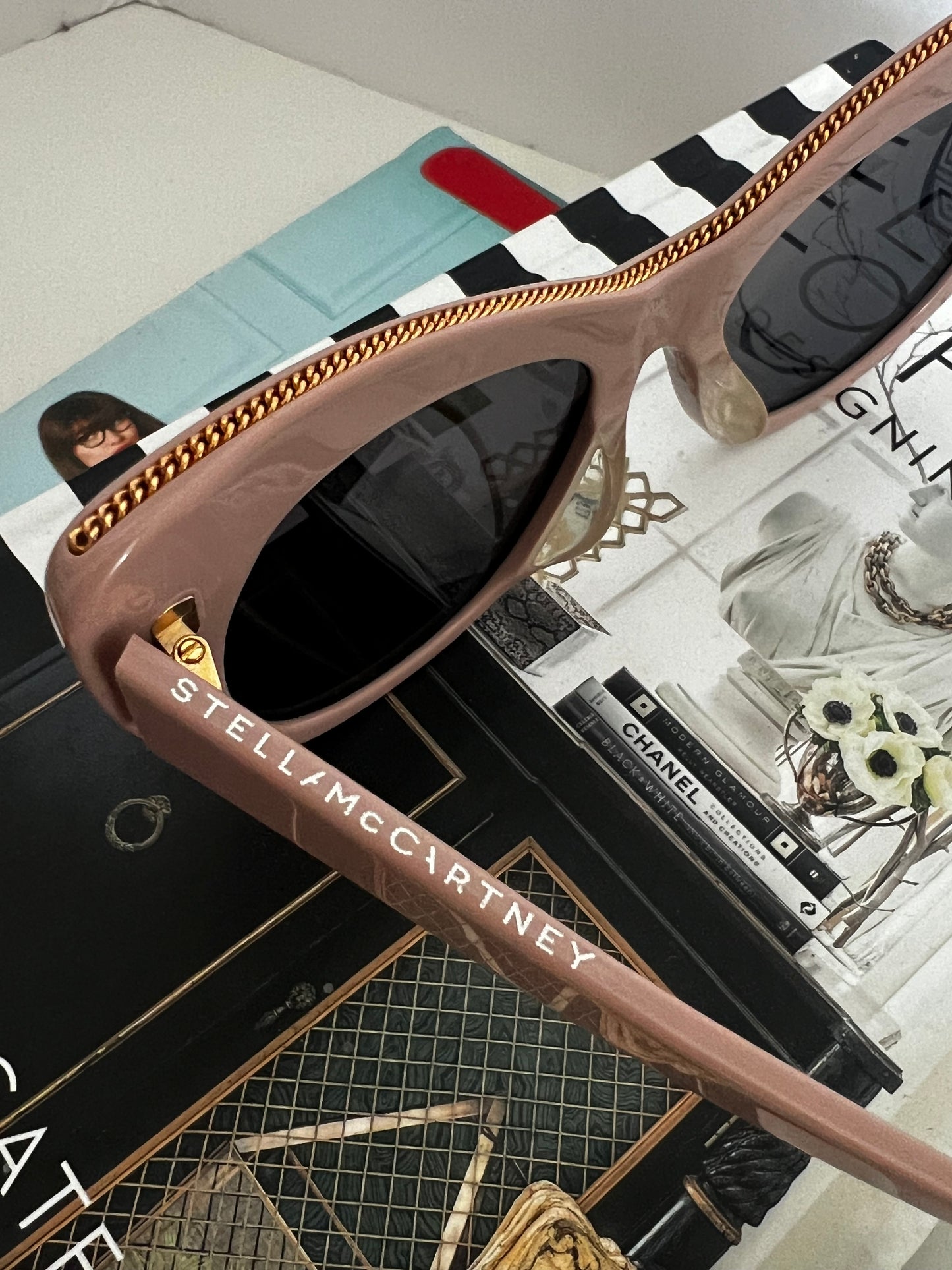 Stella Mccartney Pink Taupe Cateye Mirrored Sunglasses