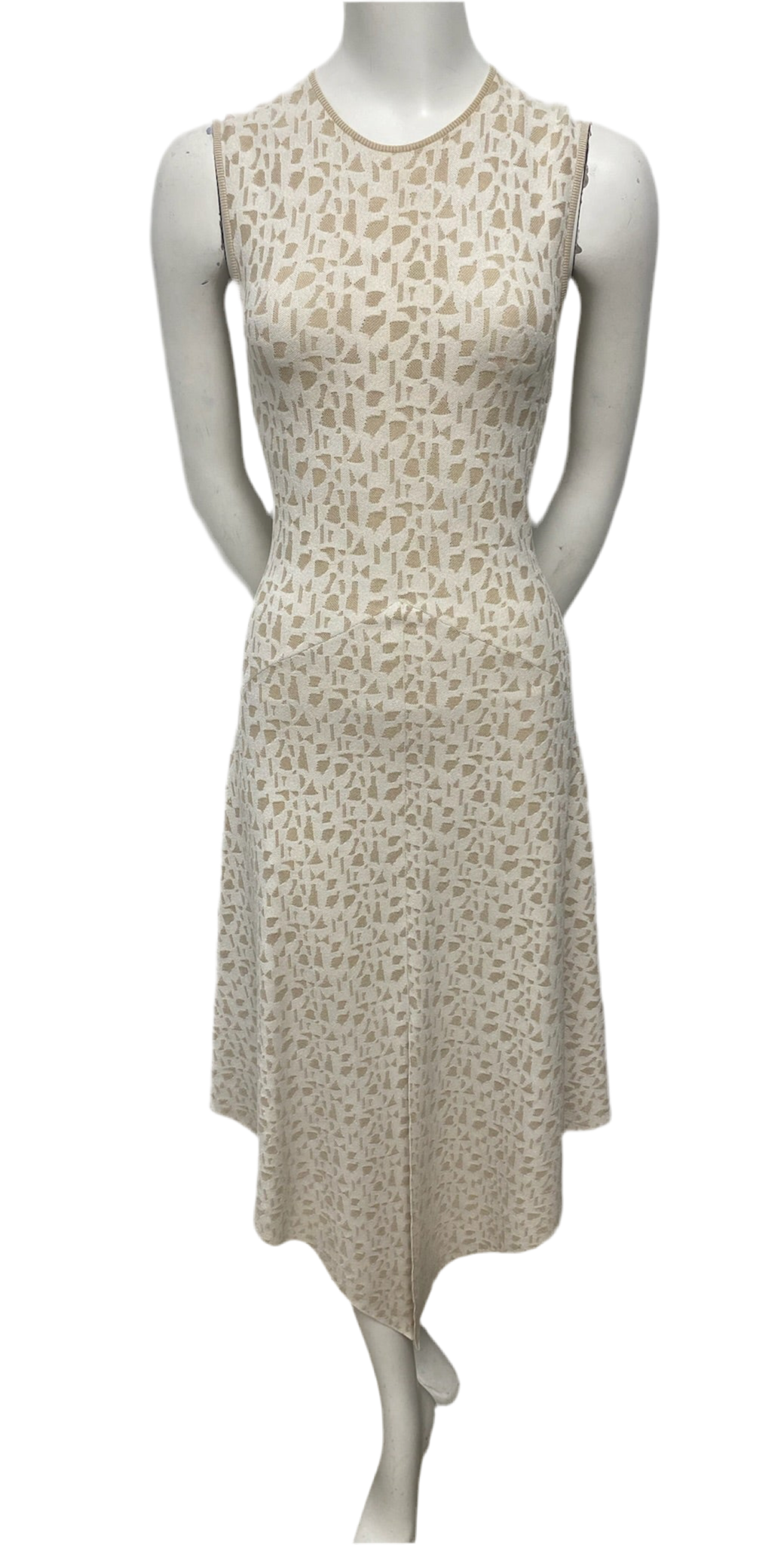 Akris Cream & Beige Geometric Print Dress Size S