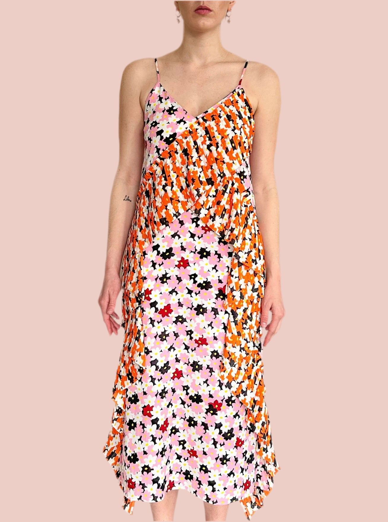 Brand New Kenzo Ruffled Slip Midi Dress Size M