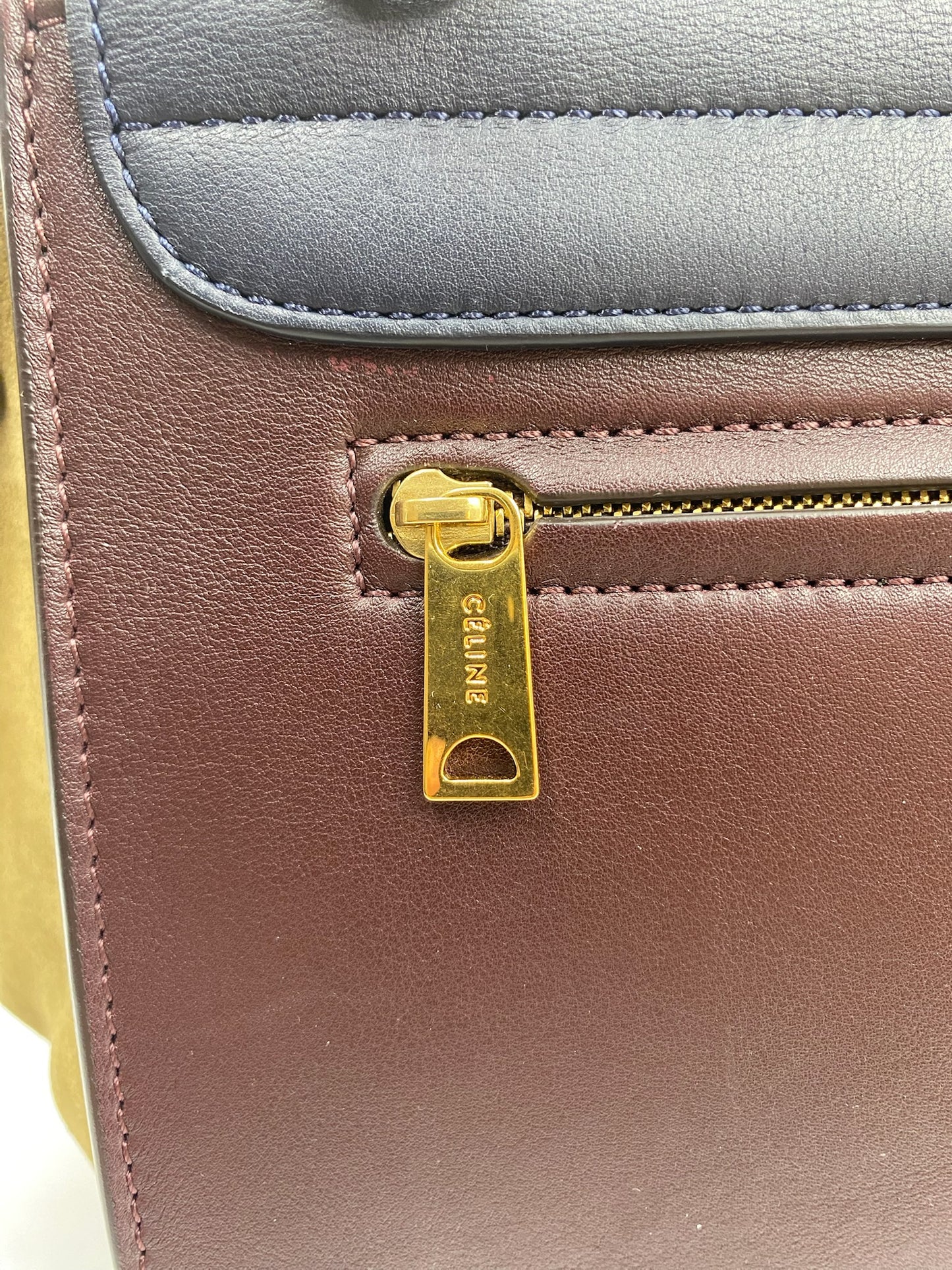 Celine Tri-Color Leather & Suede Medium Trapeze Bag