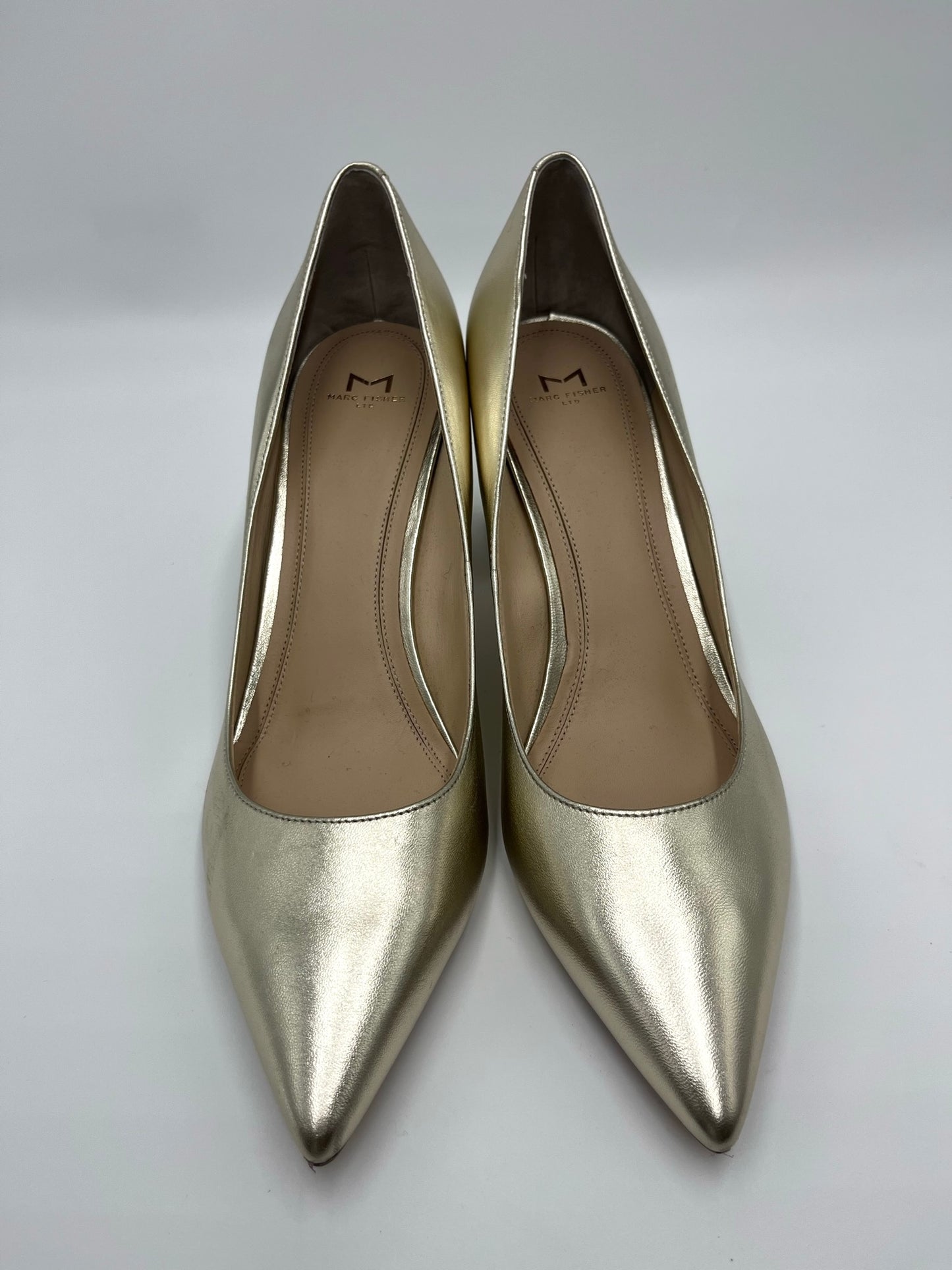 Marc Fisher Alibene Metallic Gold Leather Pump Size 10