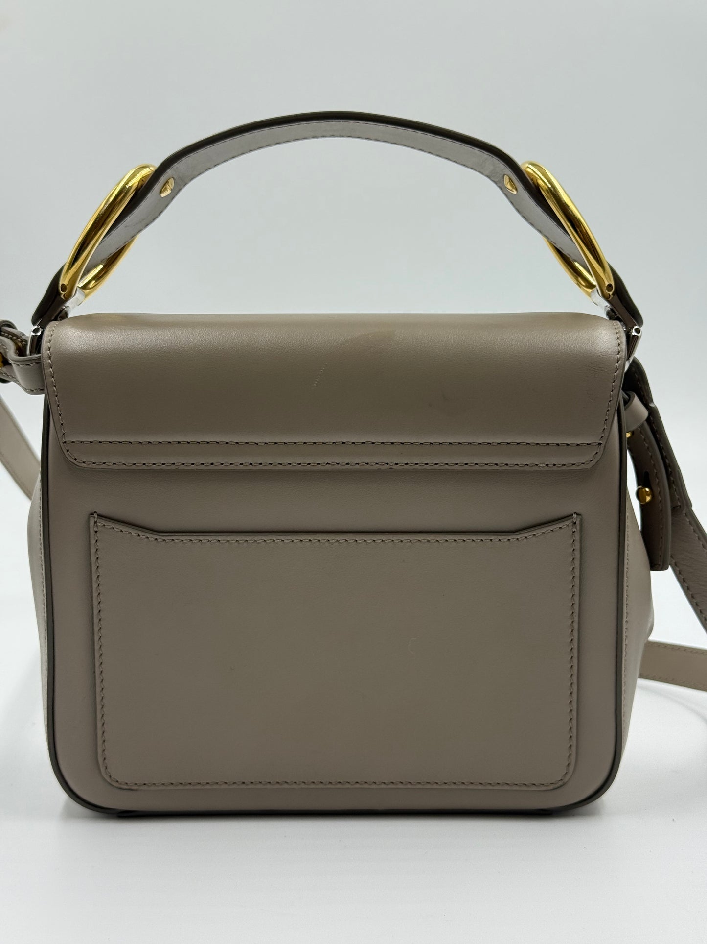 Chloe Calfskin Small C Taupe Crossbody Bag