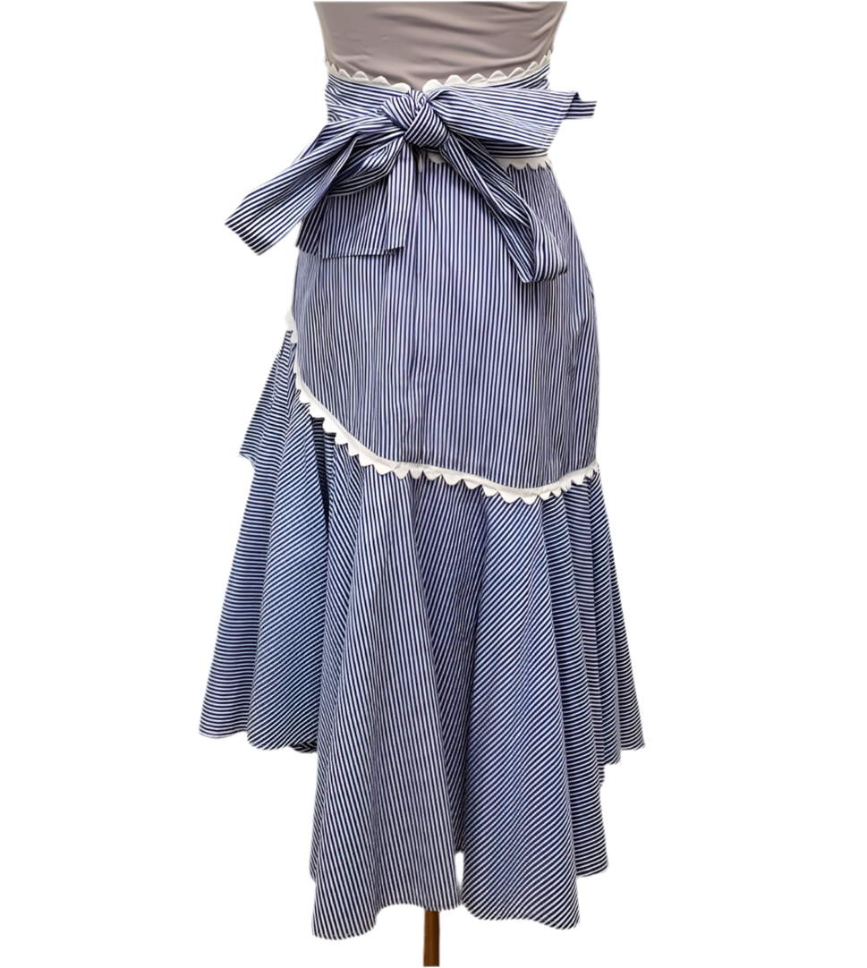 Marissa Webb Blue Stripe Assymetric Skirt Size 2