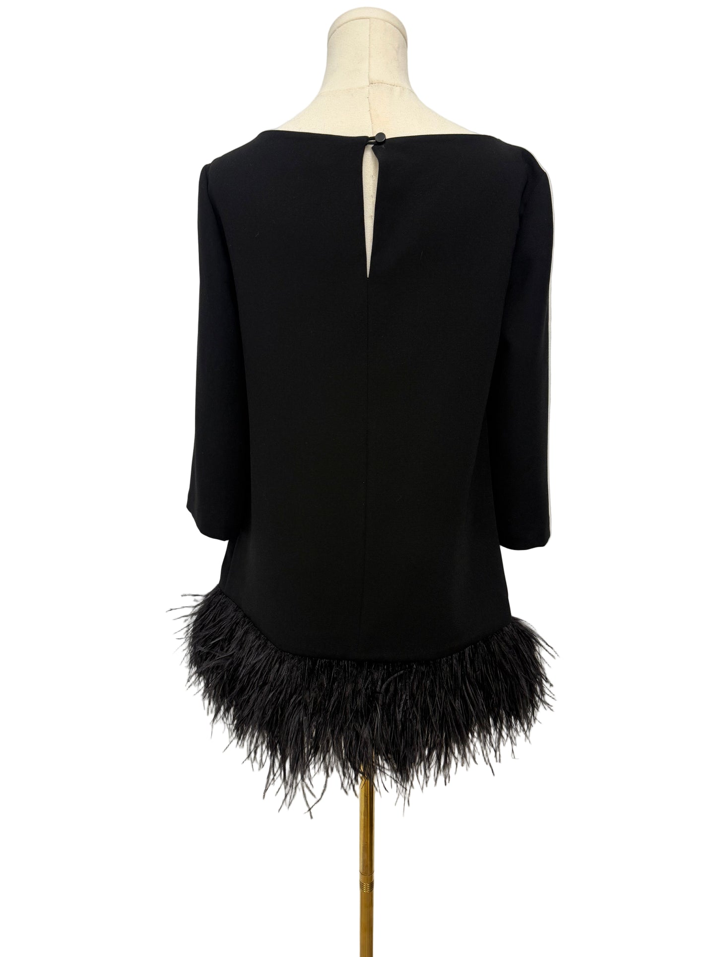 Kate Spade Black Ostrich Feather Trim Dress Size 4