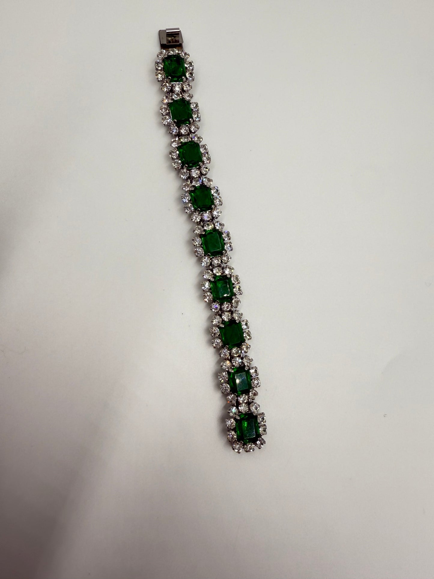 Rare Vintage 1973 Christian Dior Emerald Green & Glass Stone Necklace, Bracelet & Earring Set ( Collectible Piece)