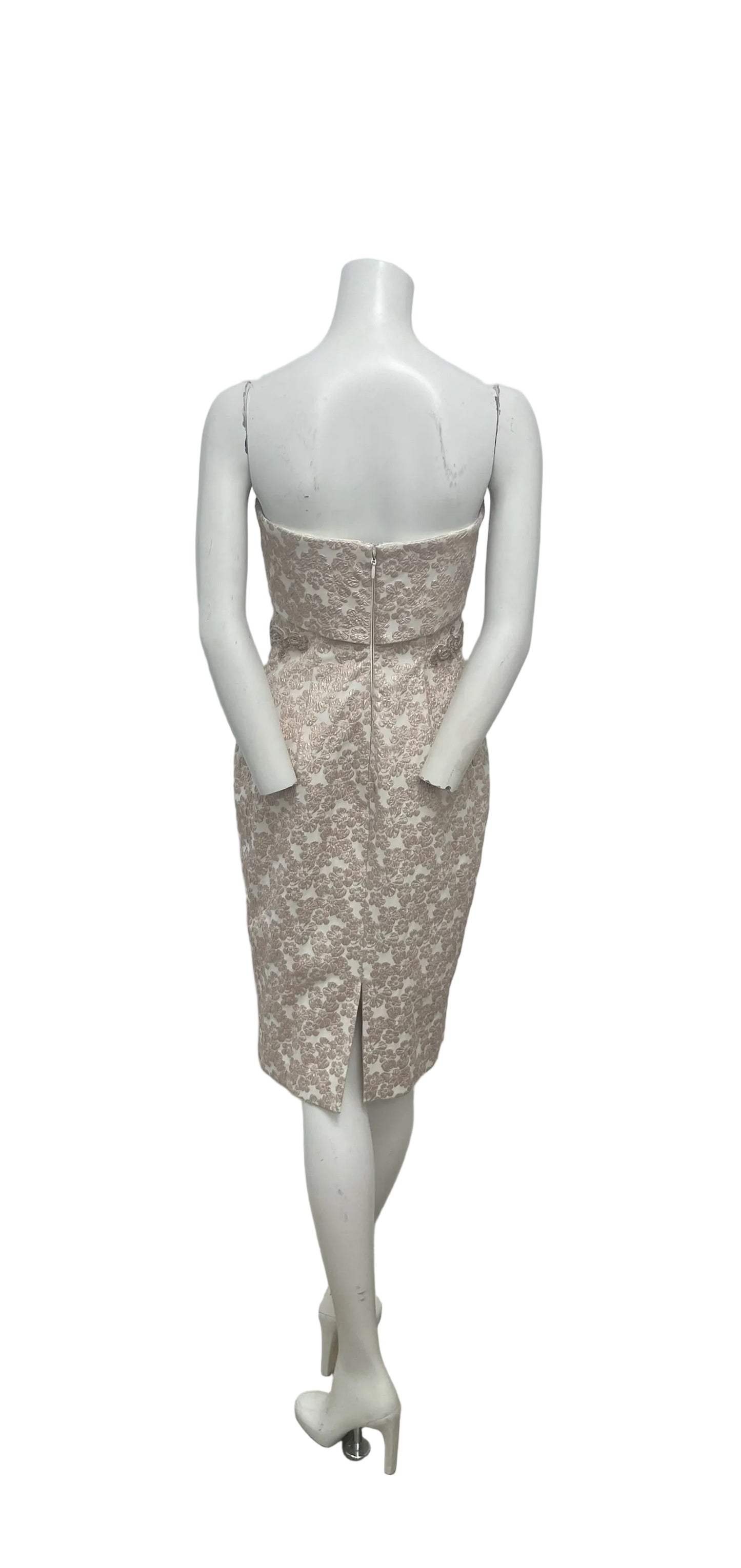 Badgley Mischka Rosegold Metallic Strapless Embellished Dress Size 6