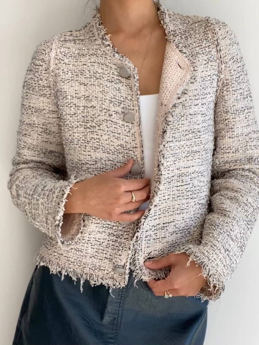 Balenciaga Pink Tweed Crop Jacket Size 36