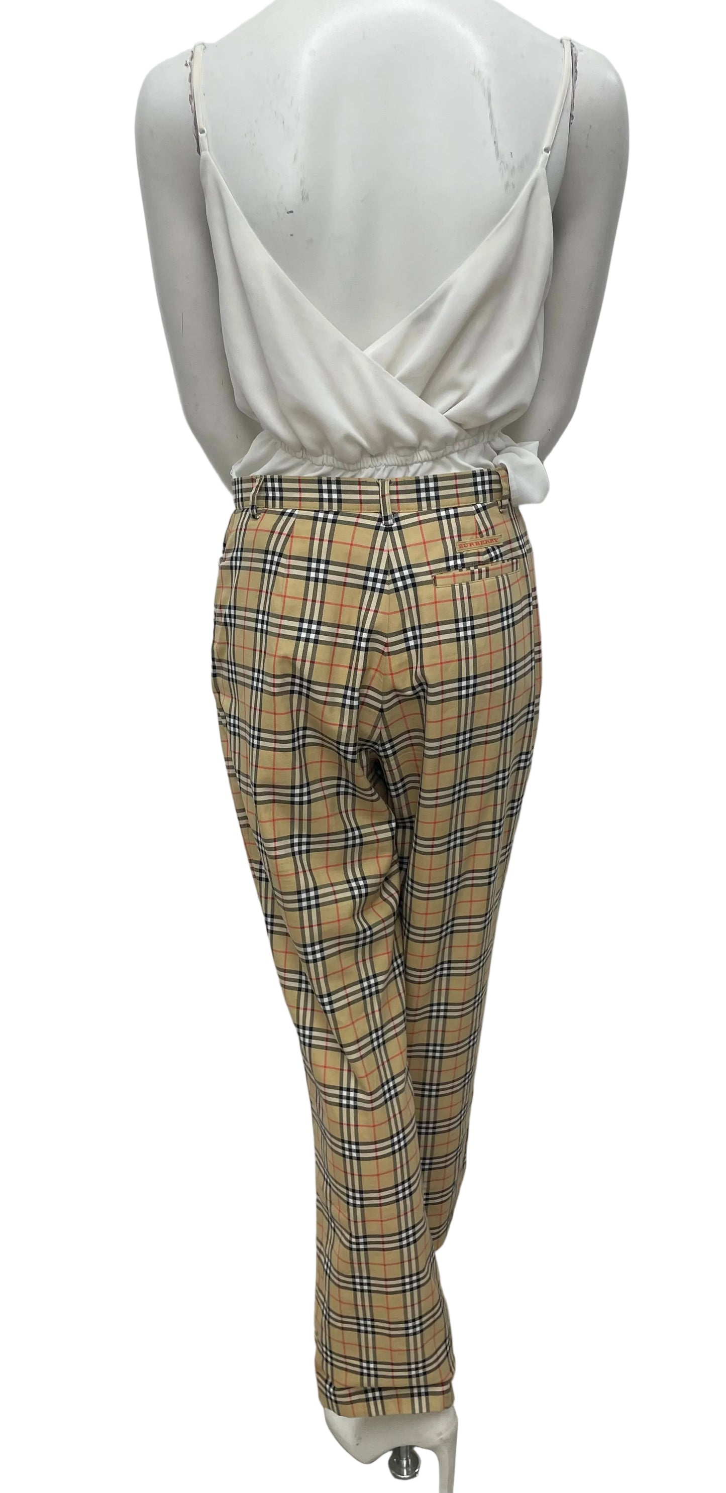 Burberry Gold Classic Checkered Trouser Size 4