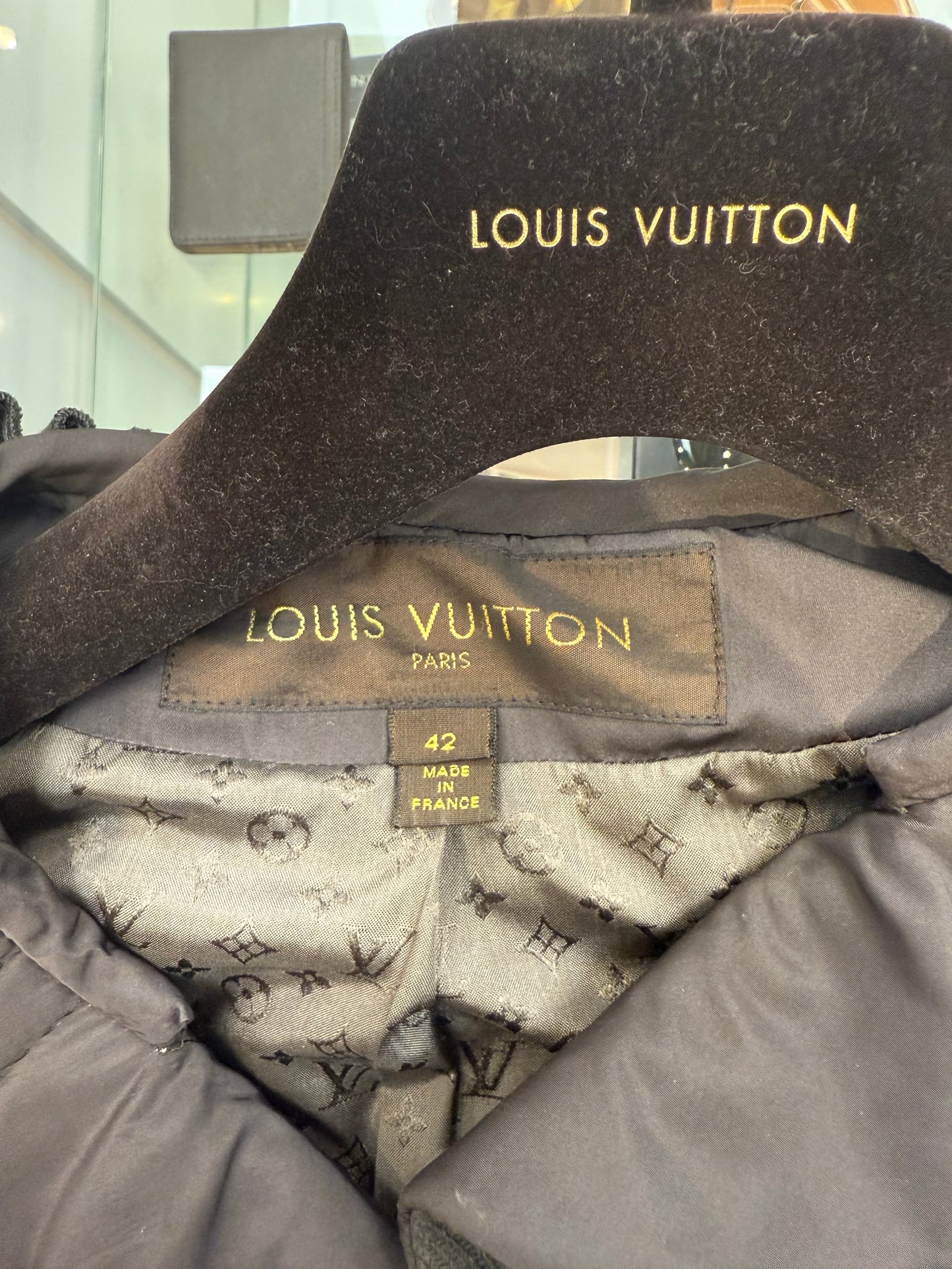 Louis Vuitton Olive Green Wool Coat Size 42