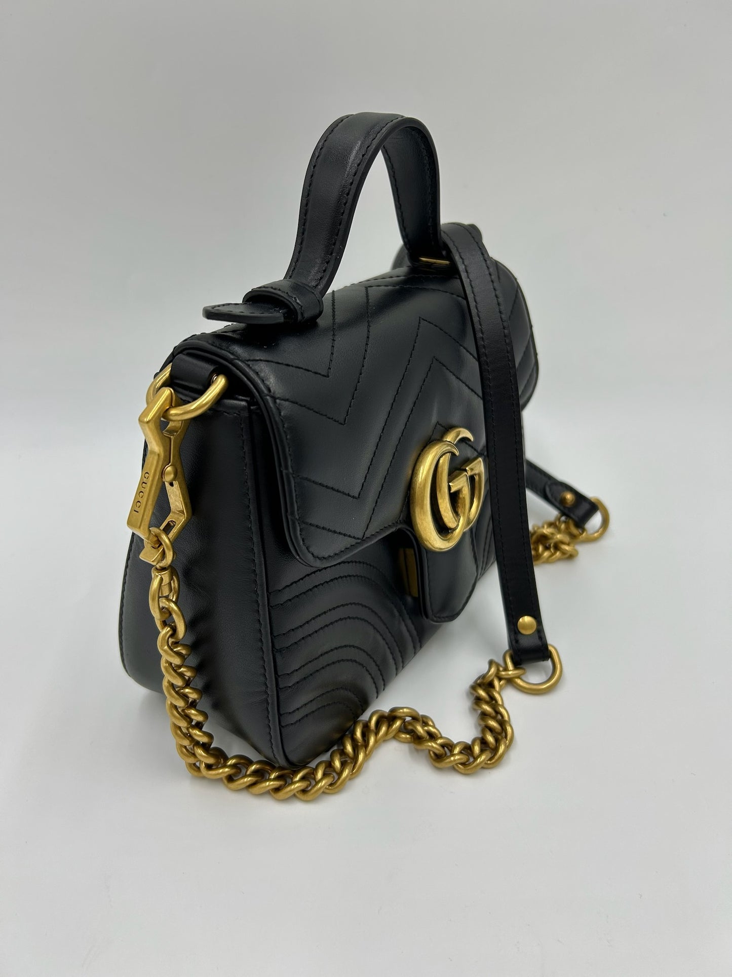 Gucci Marmont Black Top Handle Bag