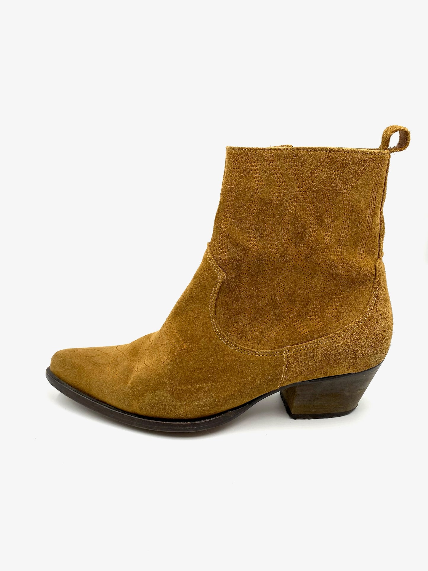 Toral Camel Western Suede Ankle Boots Size 39