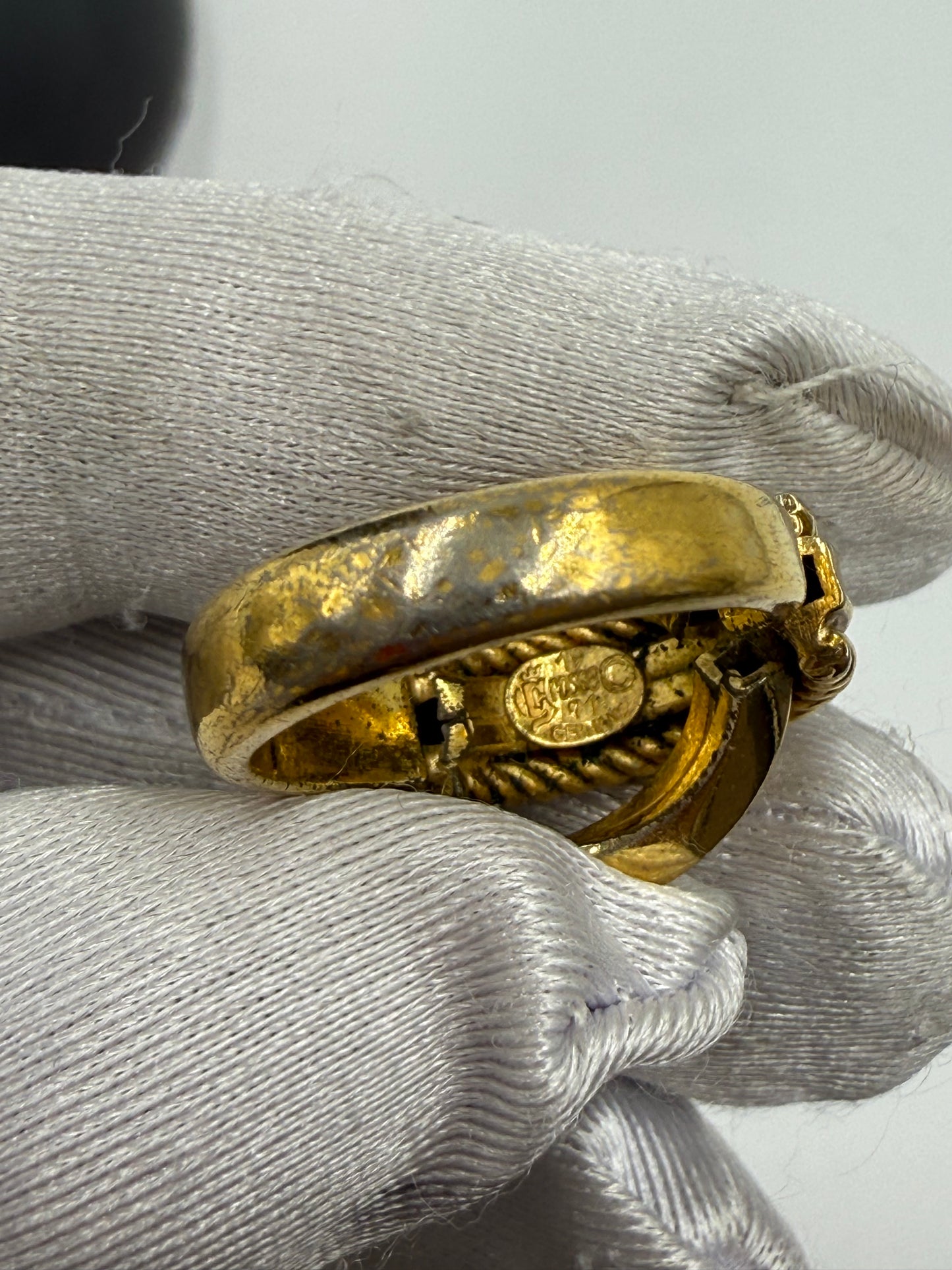 Vintage Christian Dior 1973 Gold Twist Ring Size 7.5