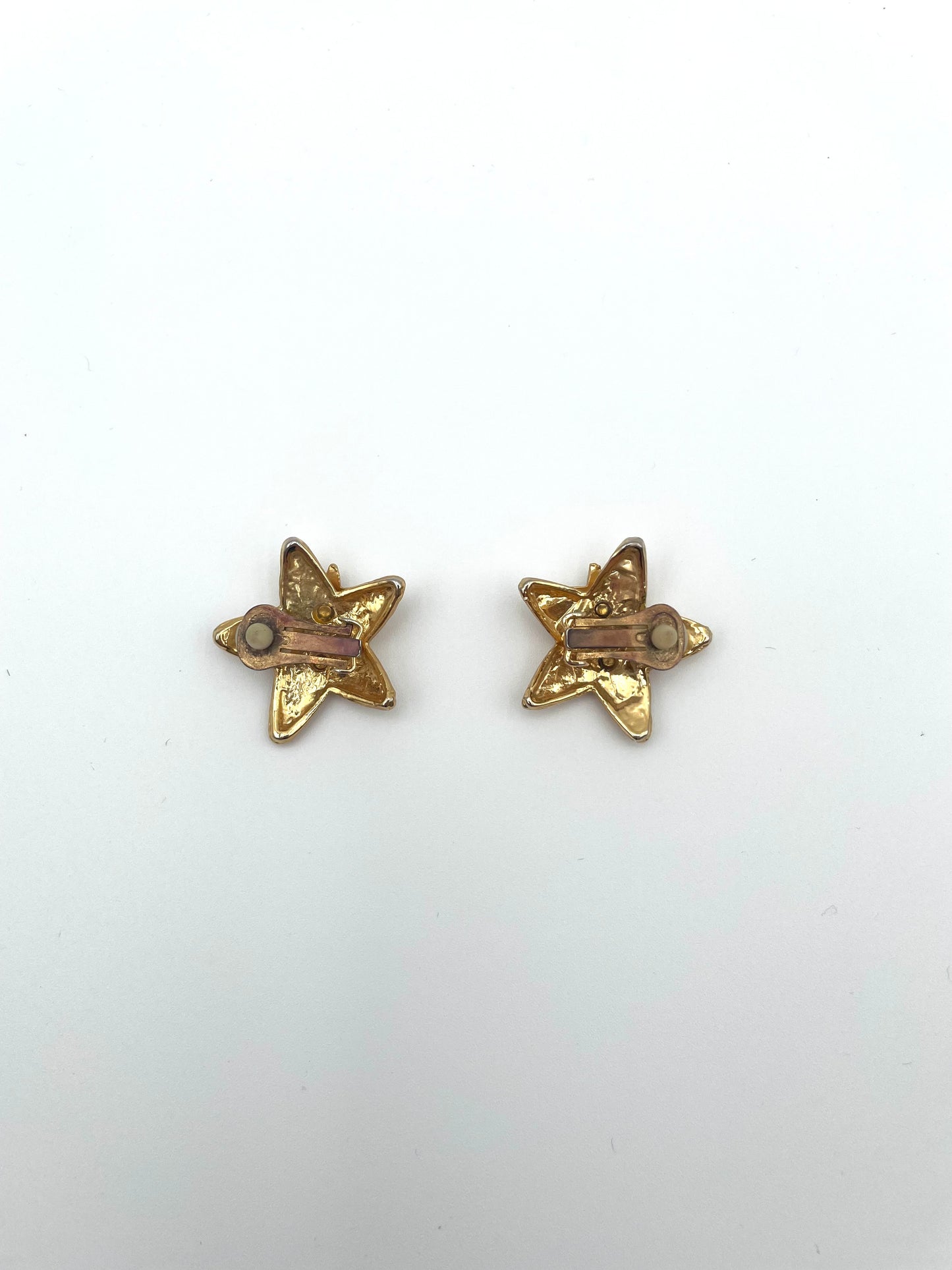 Vintage Gold Star Clip Earrings