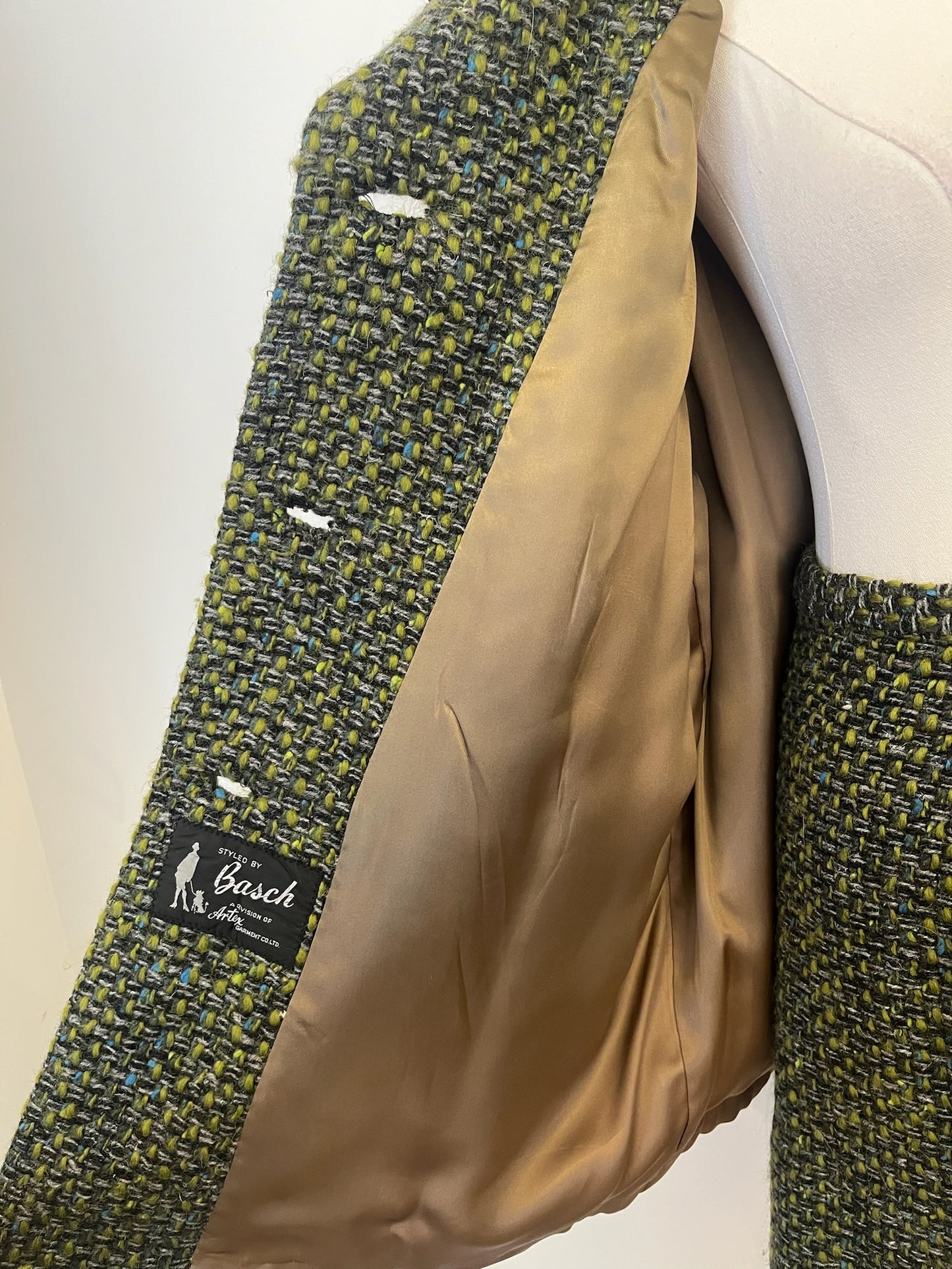 Vintage Green Wool & Fur Set Fits XS/S