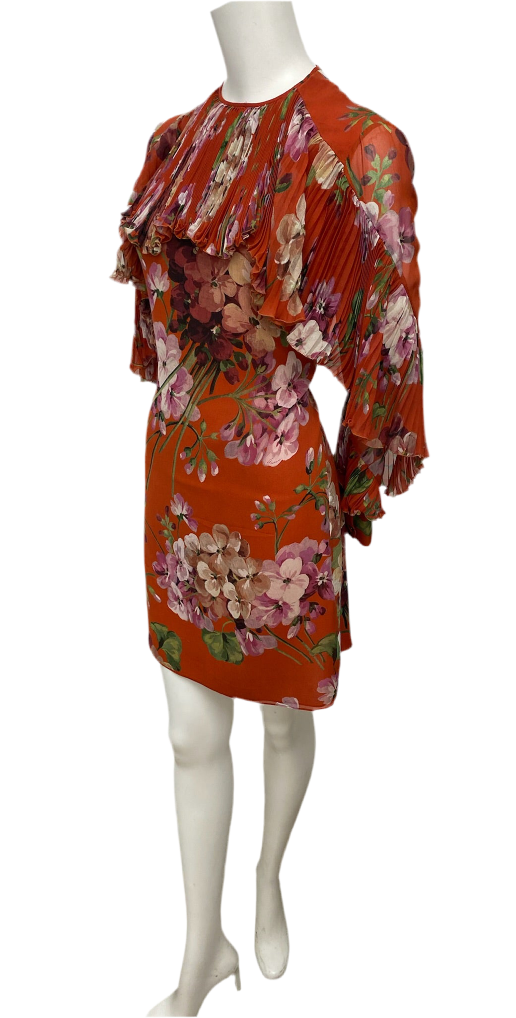 Gucci Red Floral Silk Dress Size 42