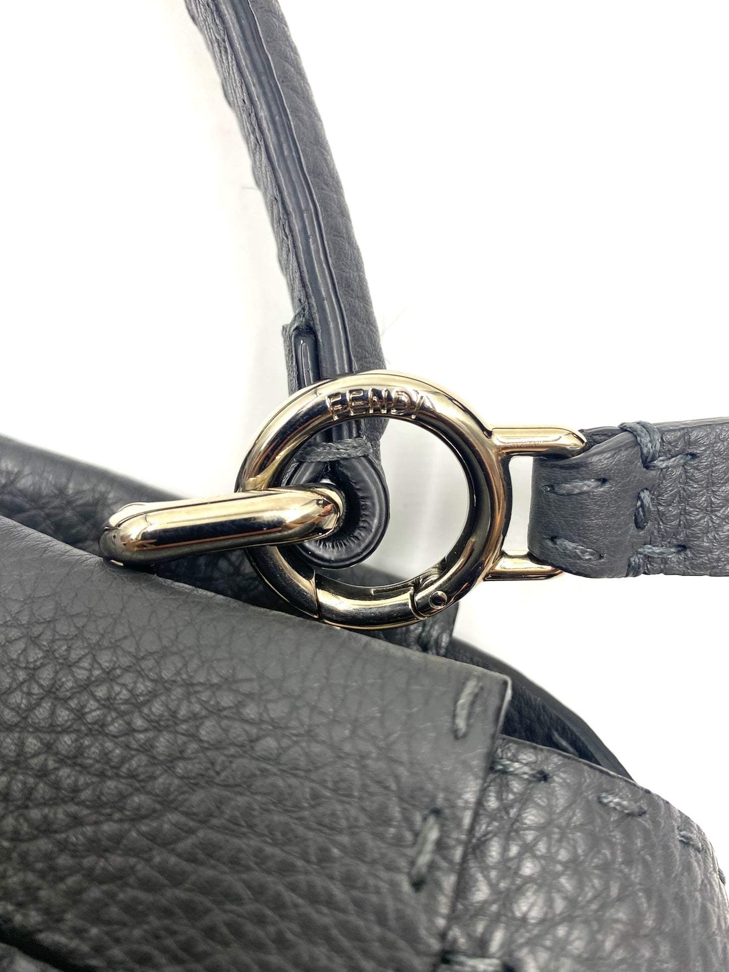 Fendi Grey Selleria Leather Peekaboo Shoulder Bag
