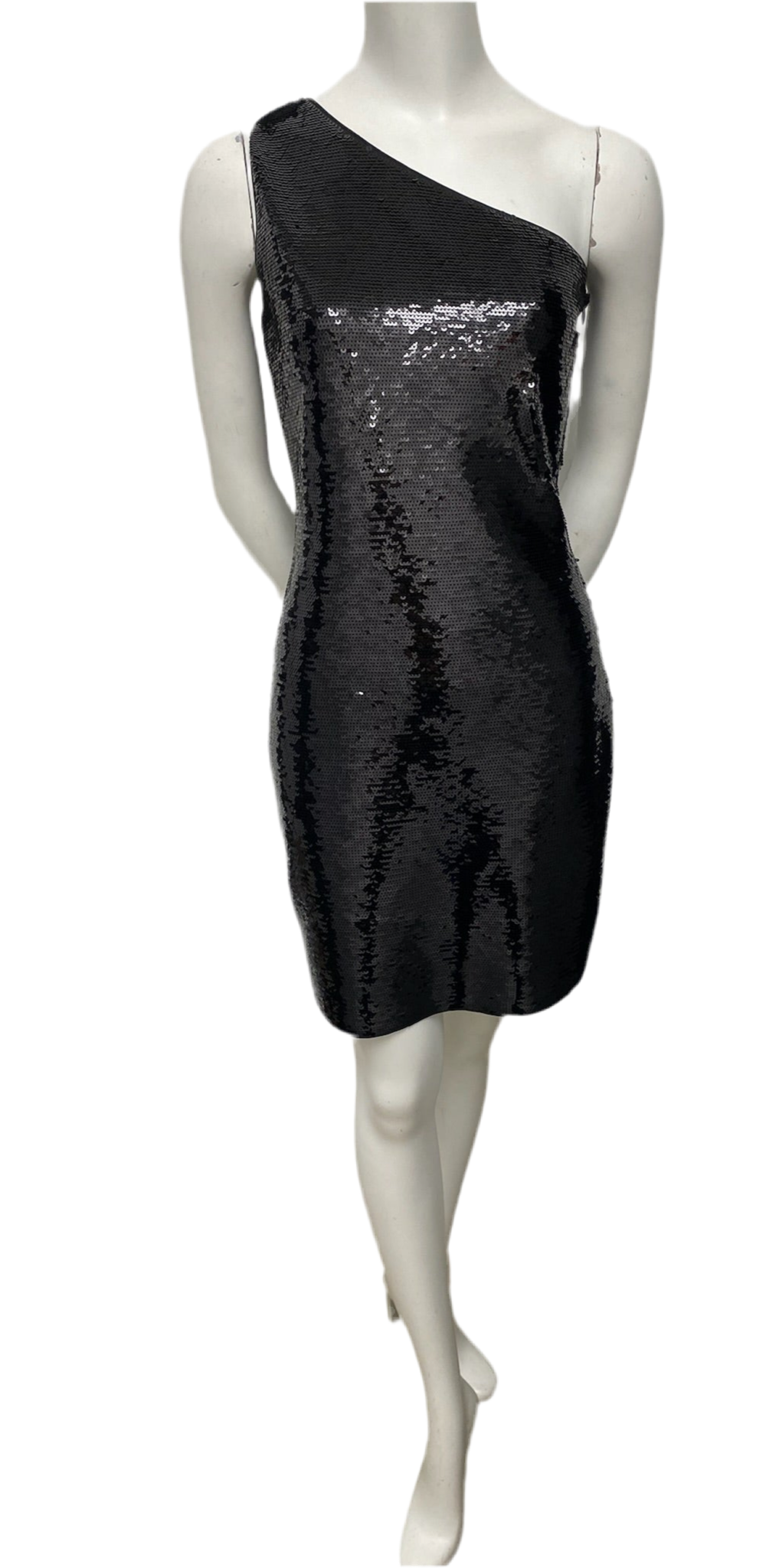 Michael Kors Black One Shoulder Sequin Dress Size XS