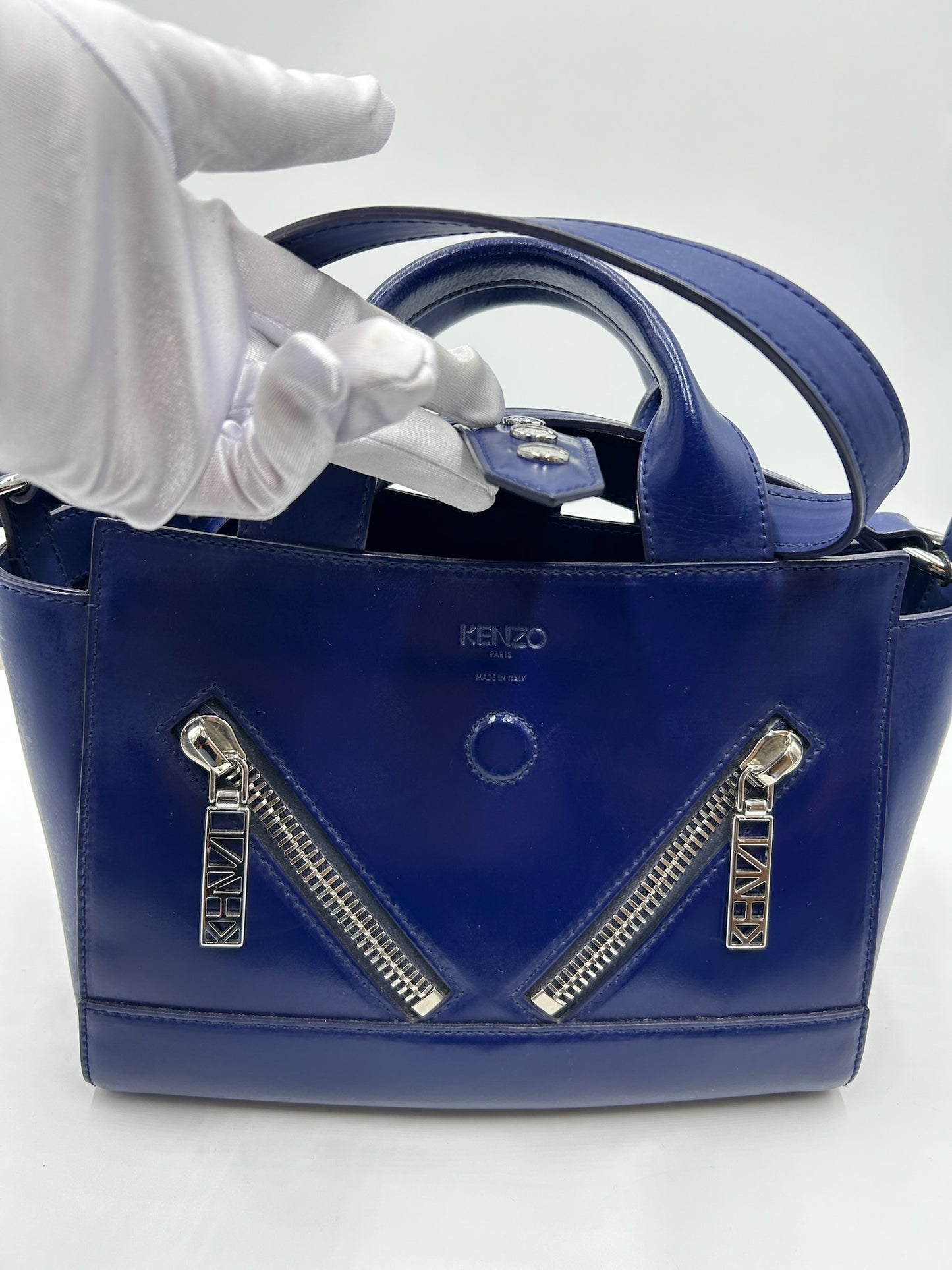 Kenzo Blue Small Leather Tote