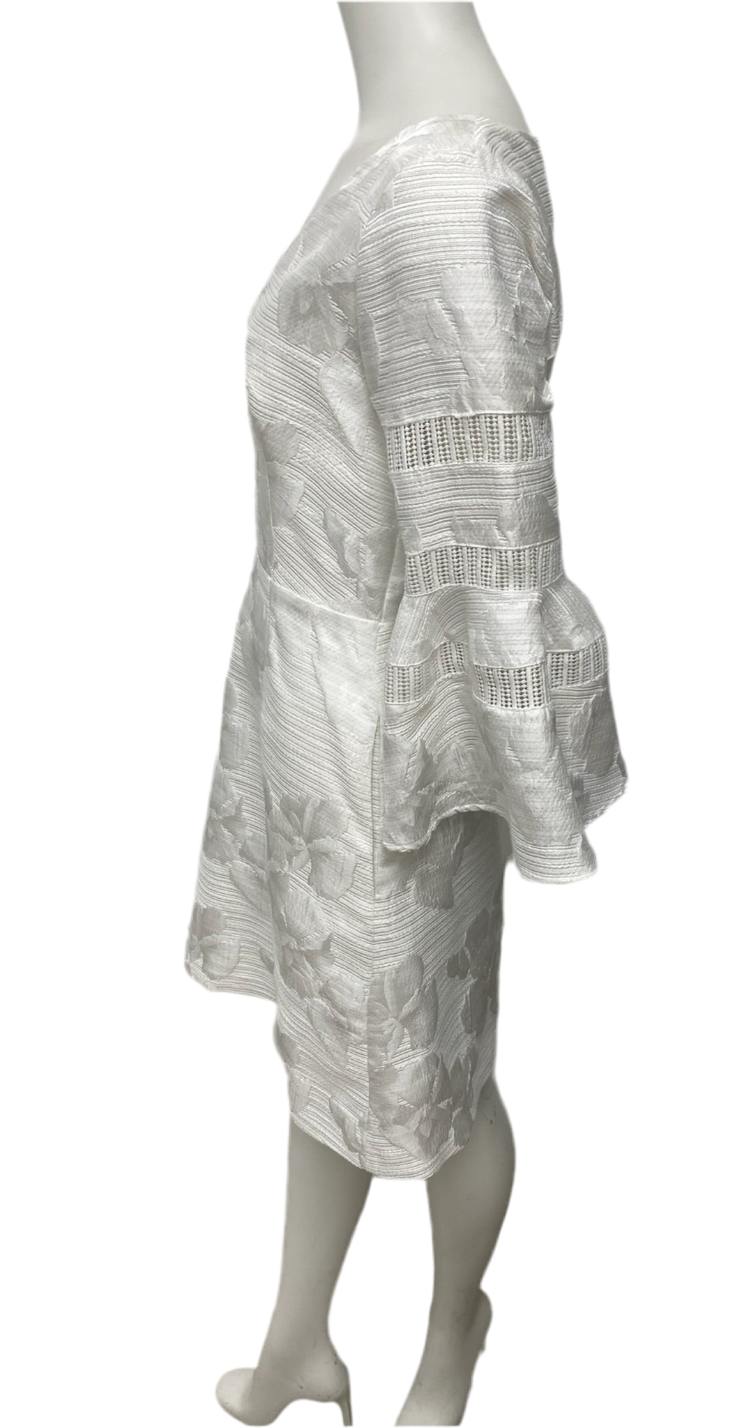 Badgley Mischka White Bell Sleeve Dress Size 6