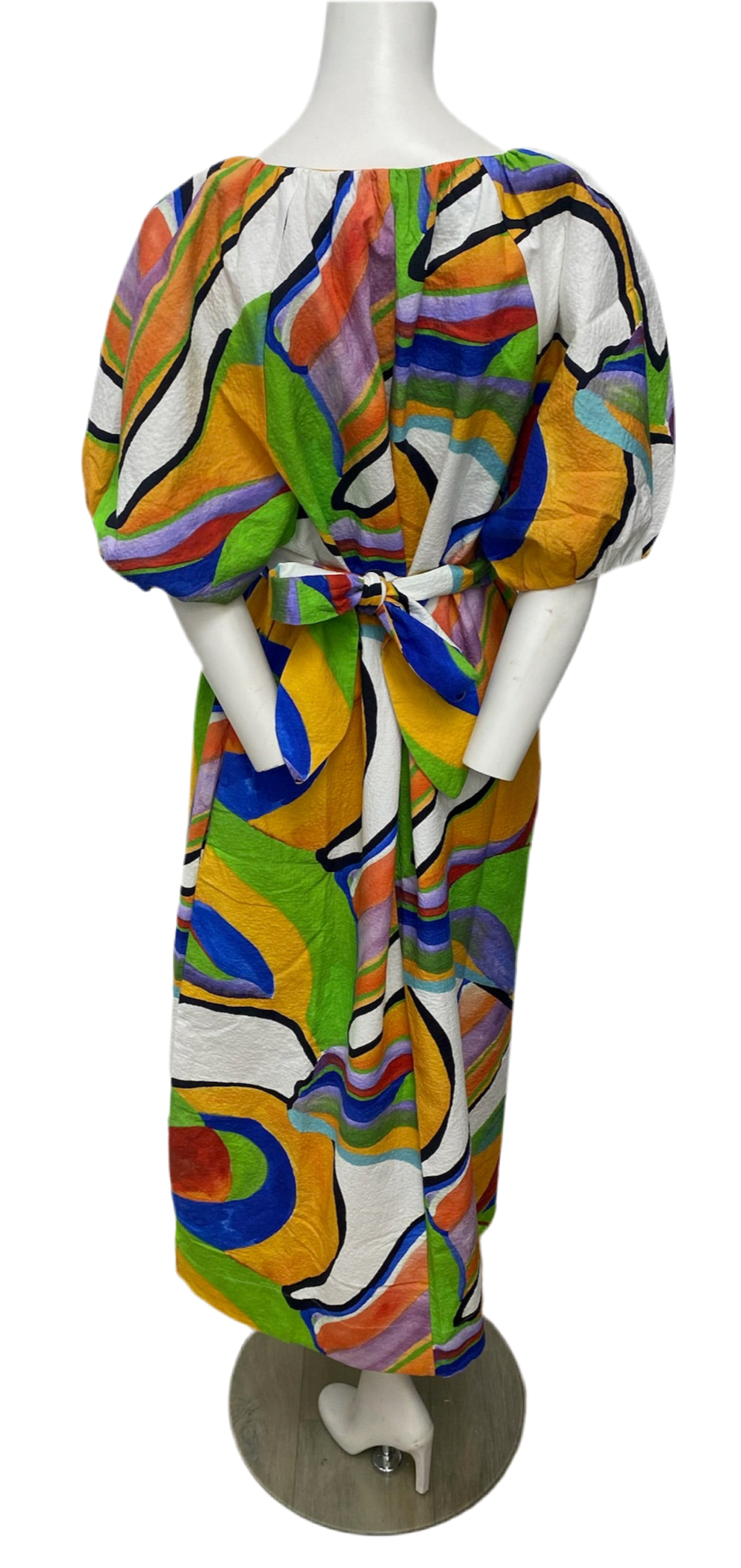 NWOT Mara Hoffman Bubble Sleeve Multicolor Print Dress Size L