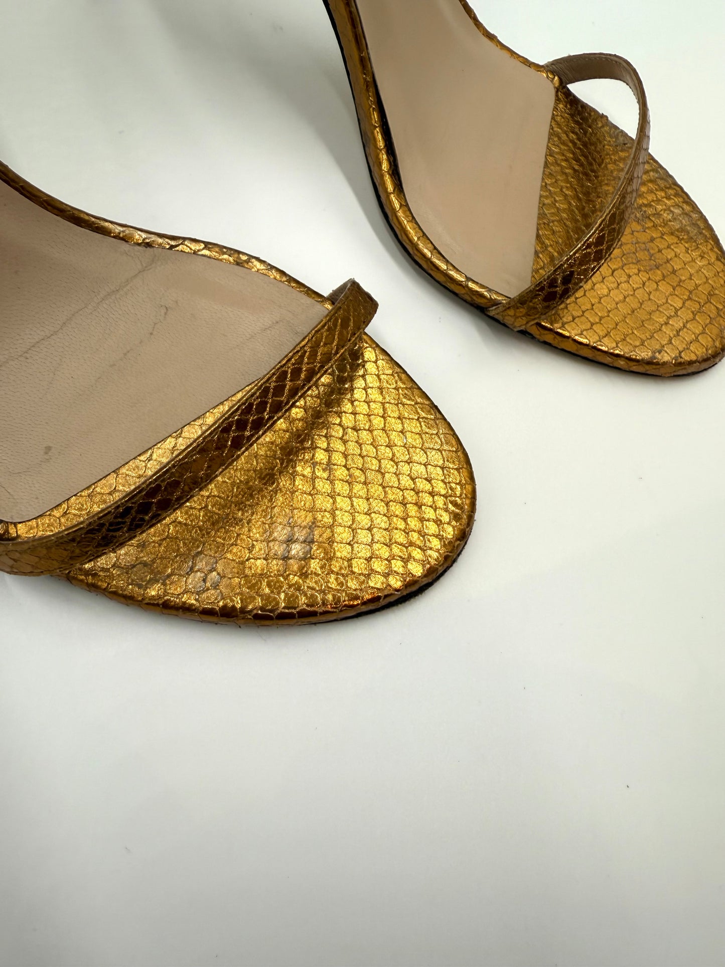 Stuart Weitzman Gold Strappy Heels Size 11.5