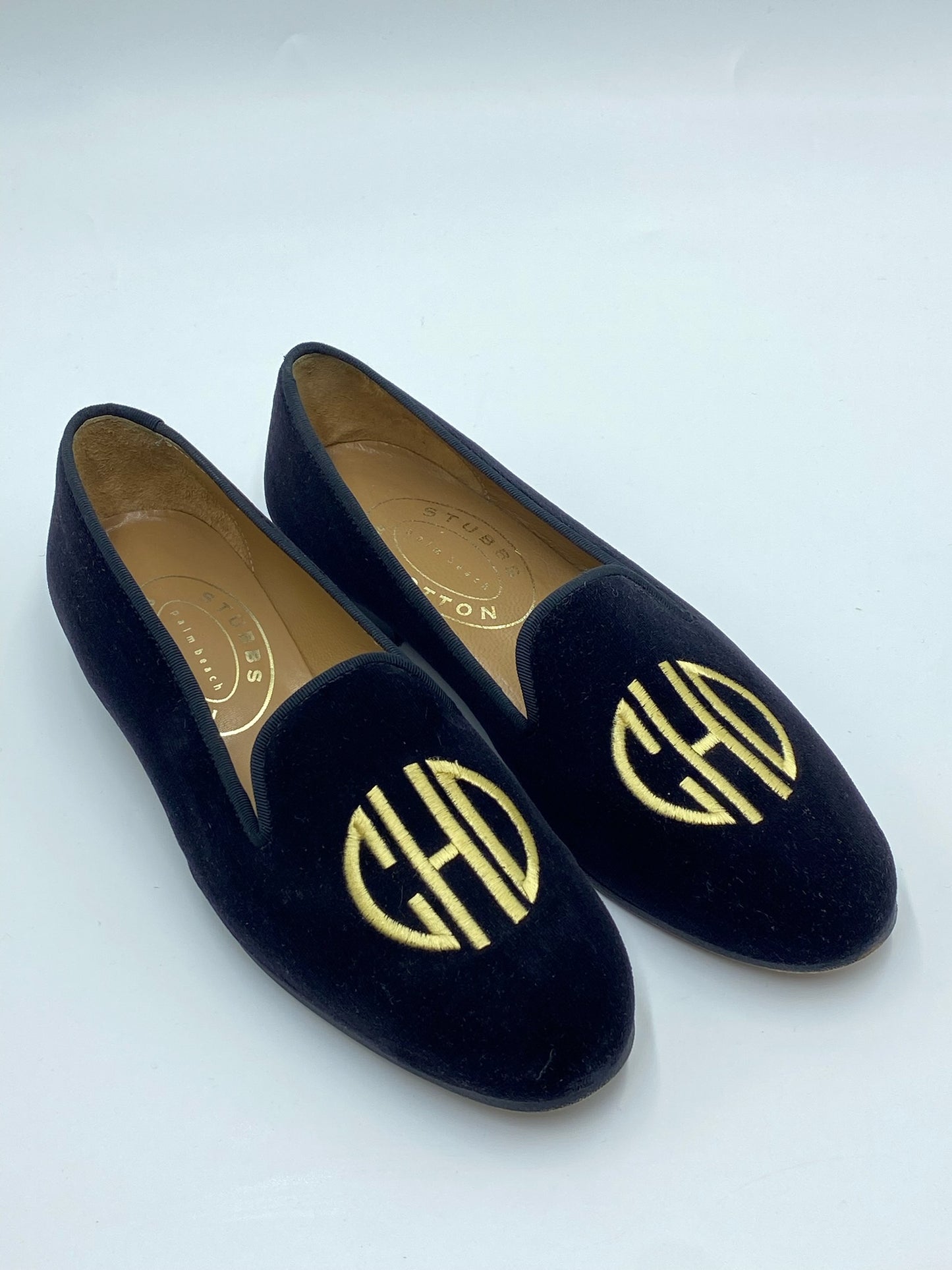 Stubbs & Wootton Black Velvet Loafers Size 9