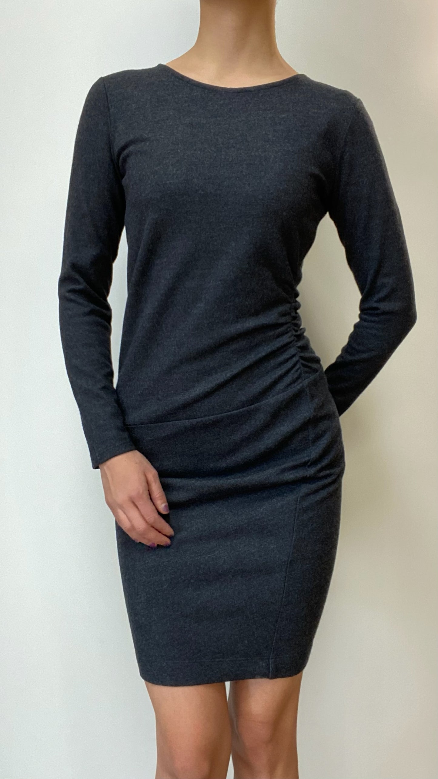 Theory Long Sleeve Grey Wool Dress Size 2