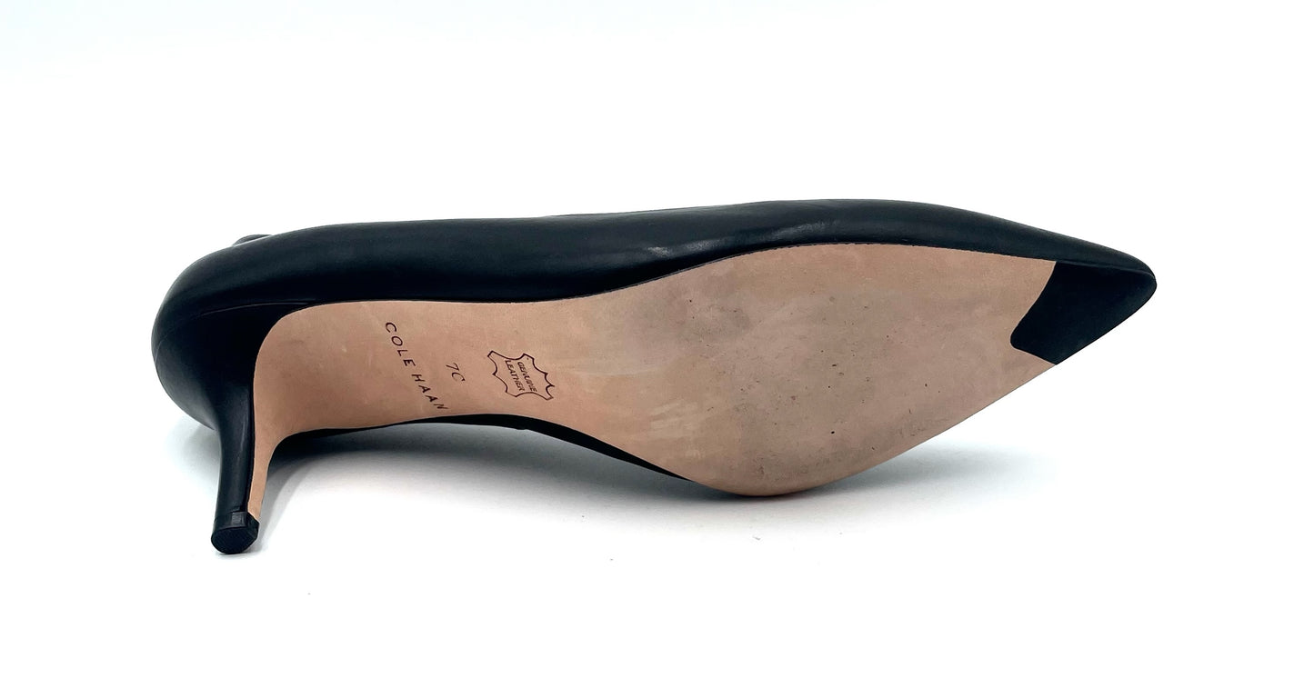 Cole Haan Black Leather Pointed Toe Pumps Size 7.5
