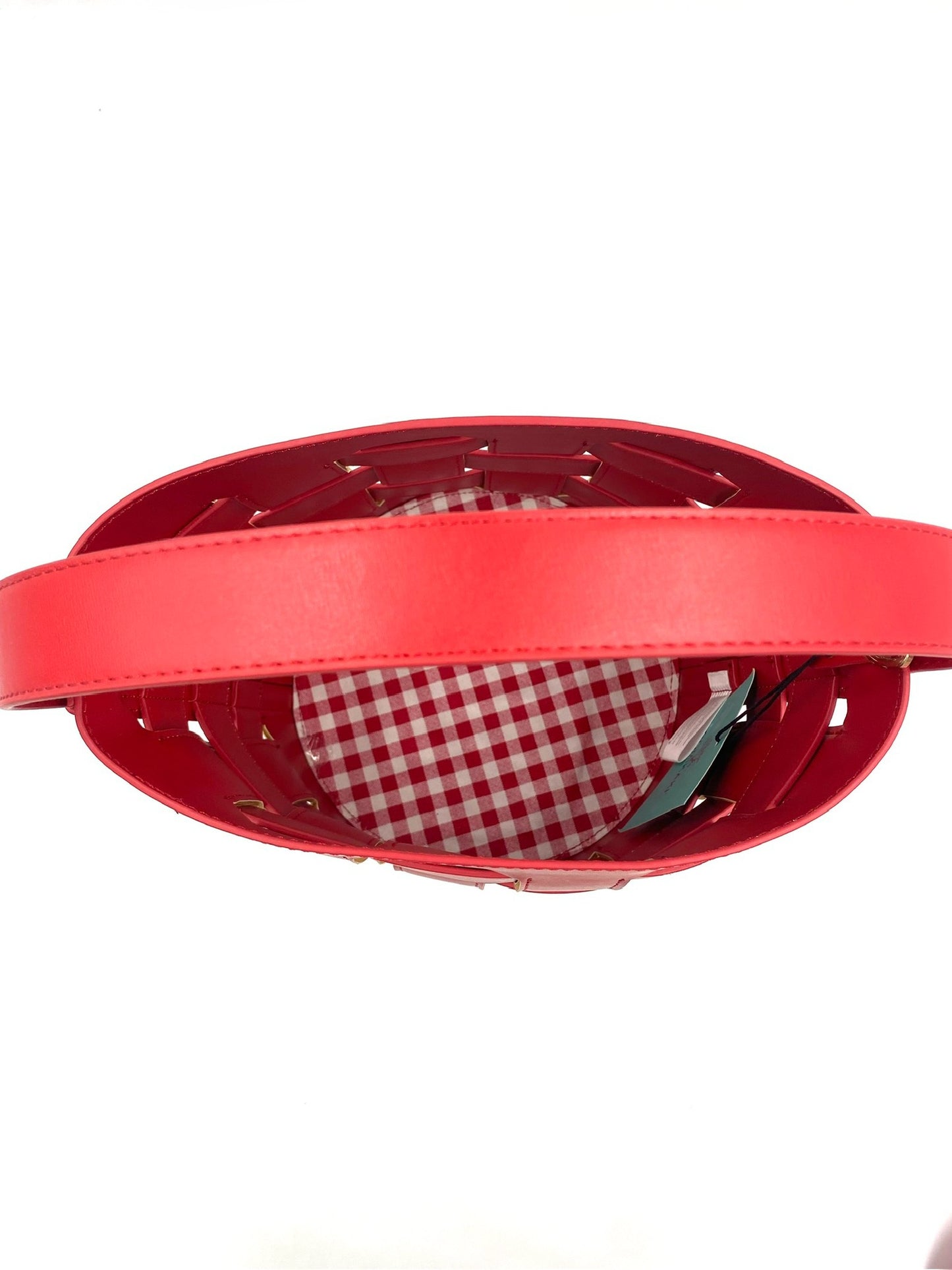 Brand New Pomikaki Red Woven Bucket Bag