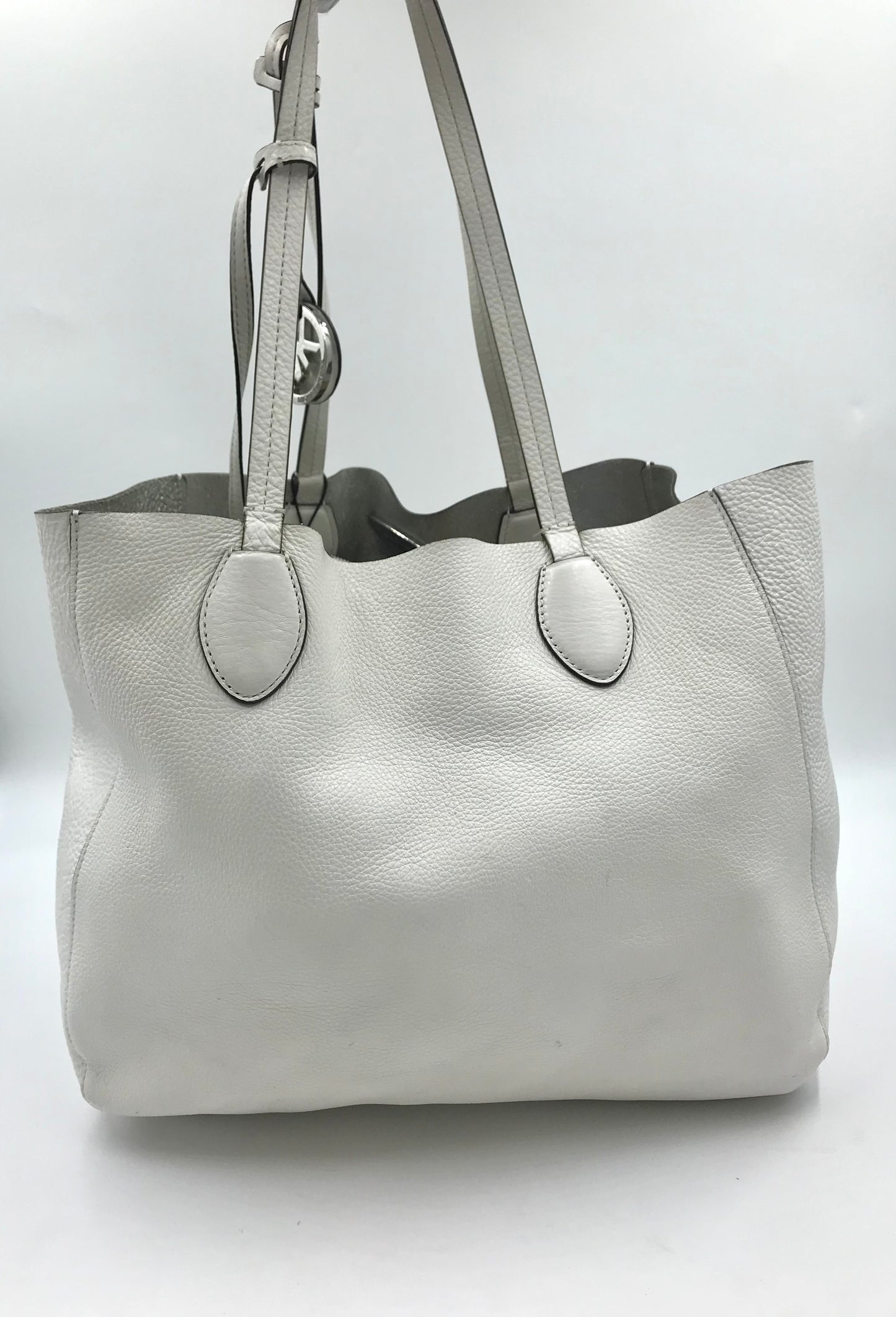 Michael Kors Leather Reversible Silver & White Large Tote