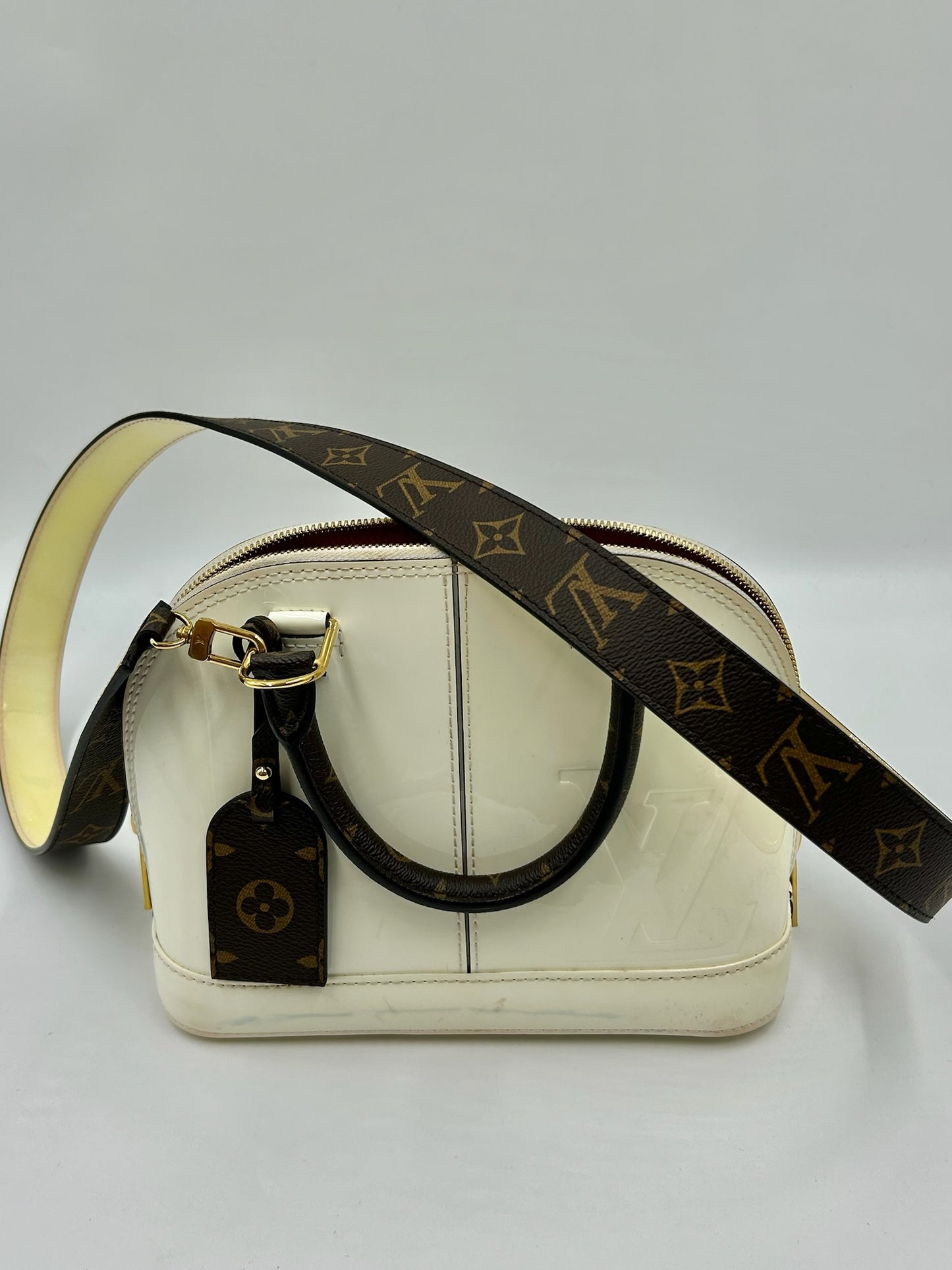 Louis Vuitton “Limited Edition” Vernis Alma BB Cream & Monogram Bag