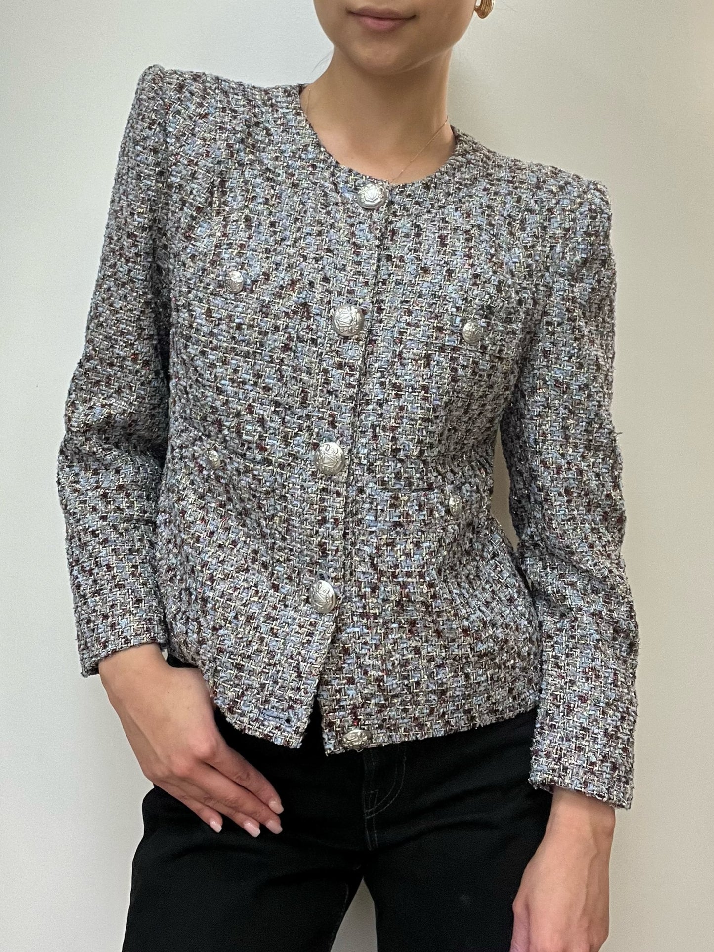 Veronica Beard Metallic Tweed Crop Blazer Size 4