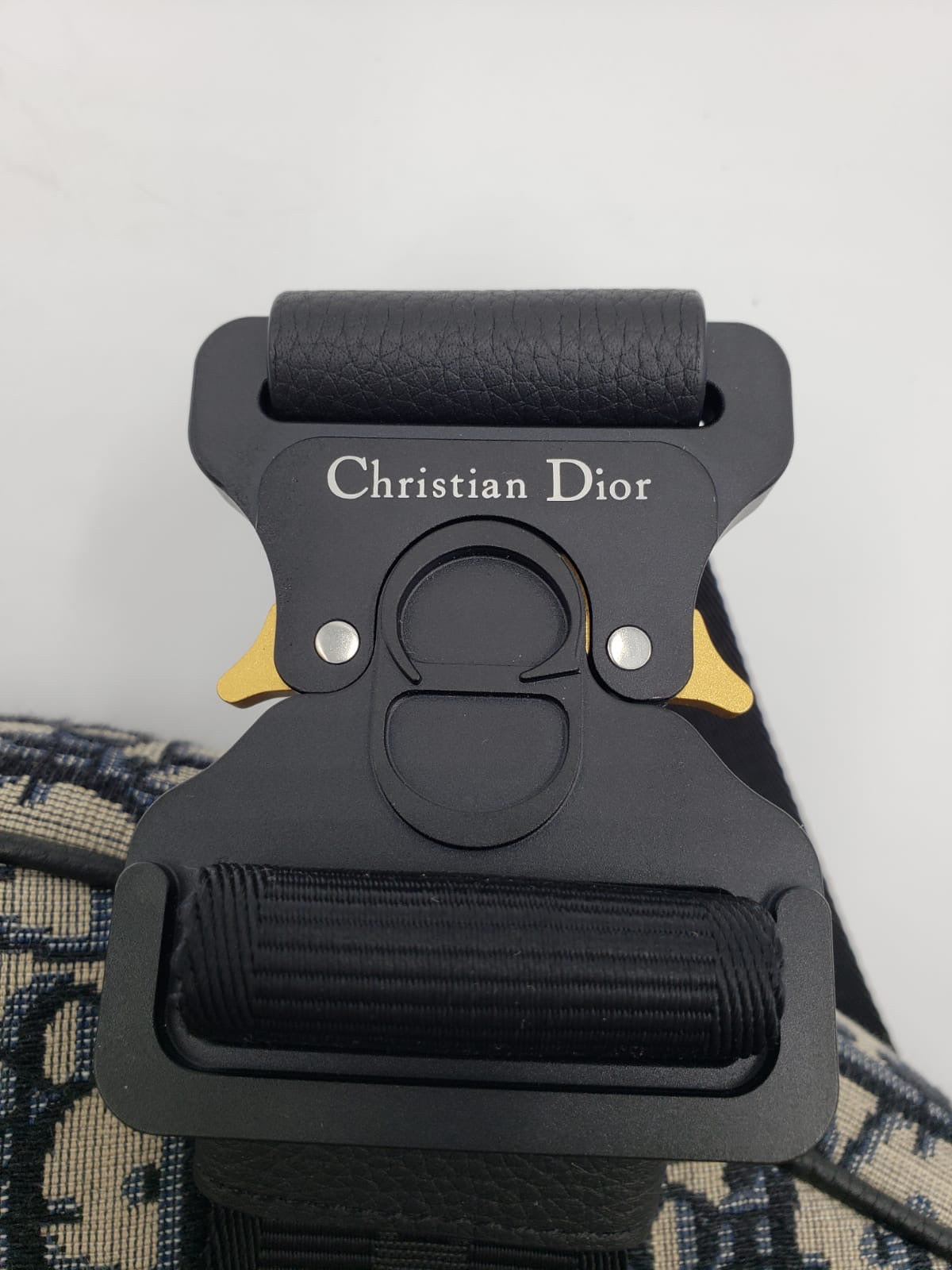 Christian Dior Blue Jacquard Oblique Saddle Crossbody Bag