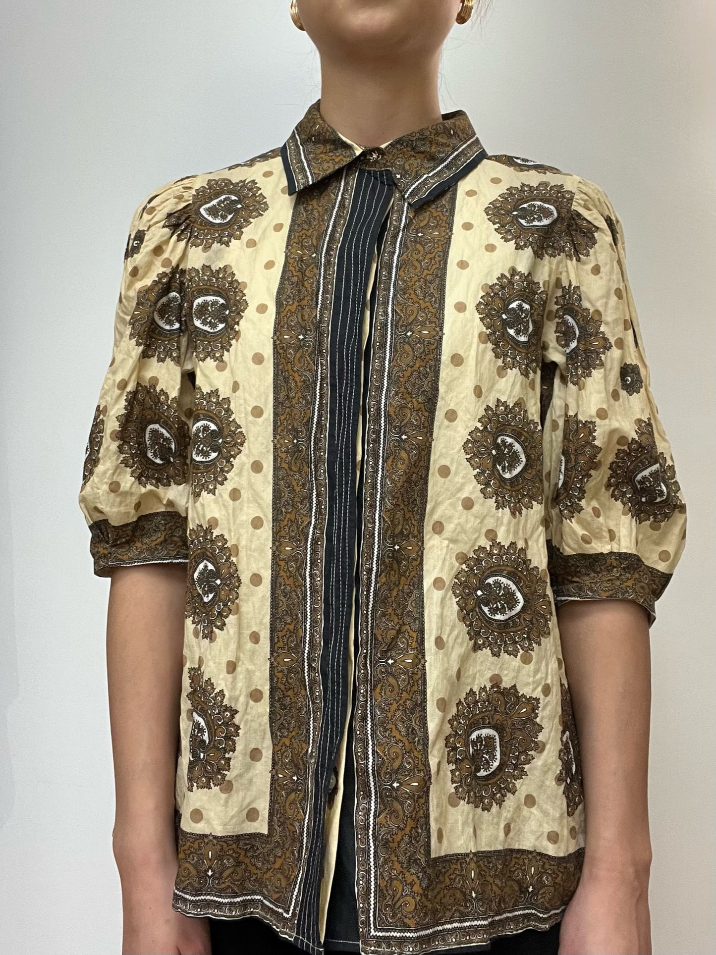 Brand New Sandro Brown Paisley Print Blouse Size L