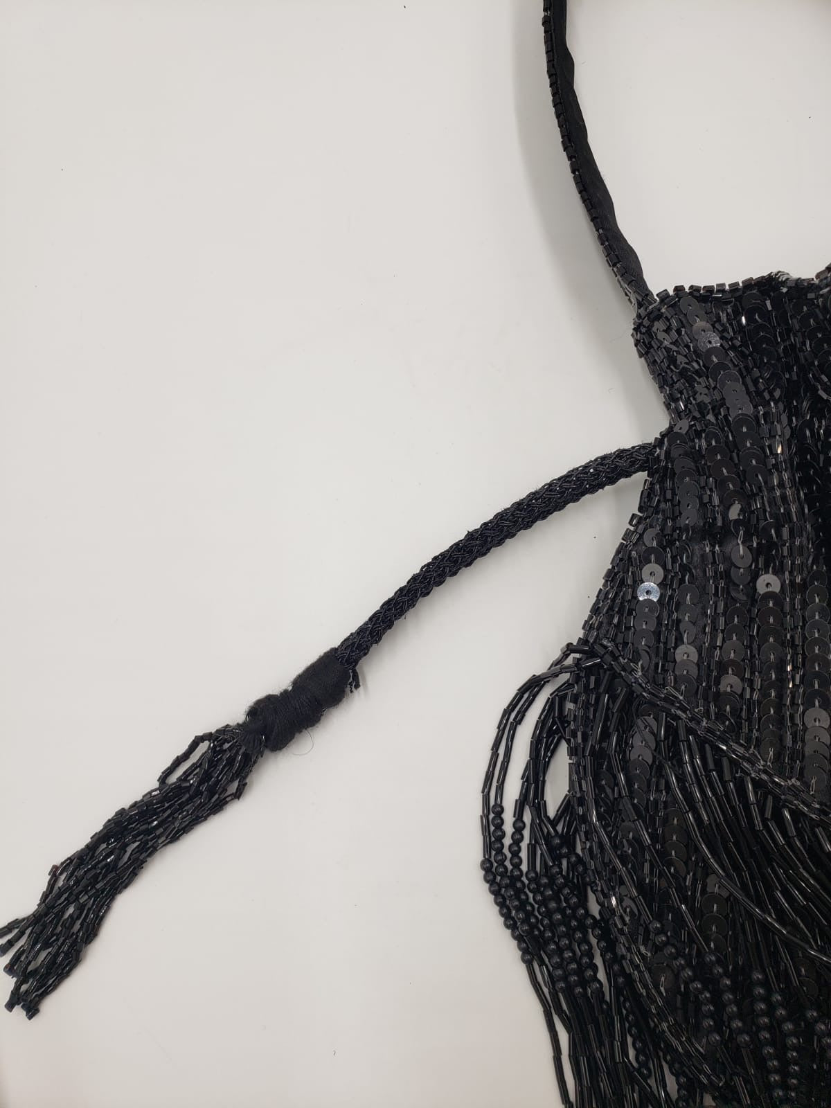 Vintage Black Fringe Sequin Bag