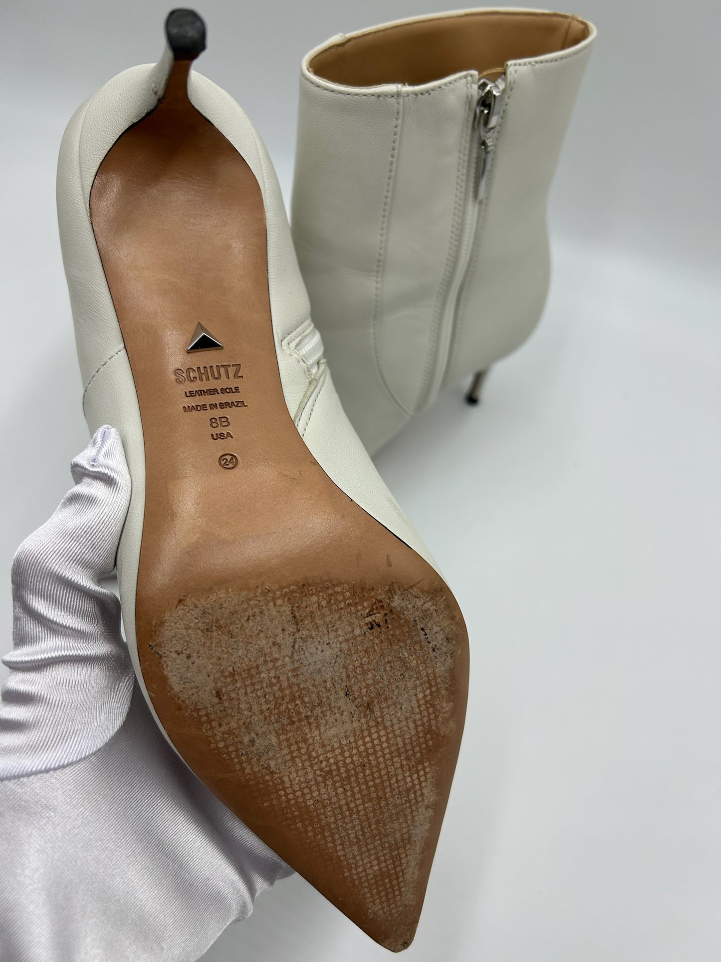 Schutz White Ankle Booties Size 8B