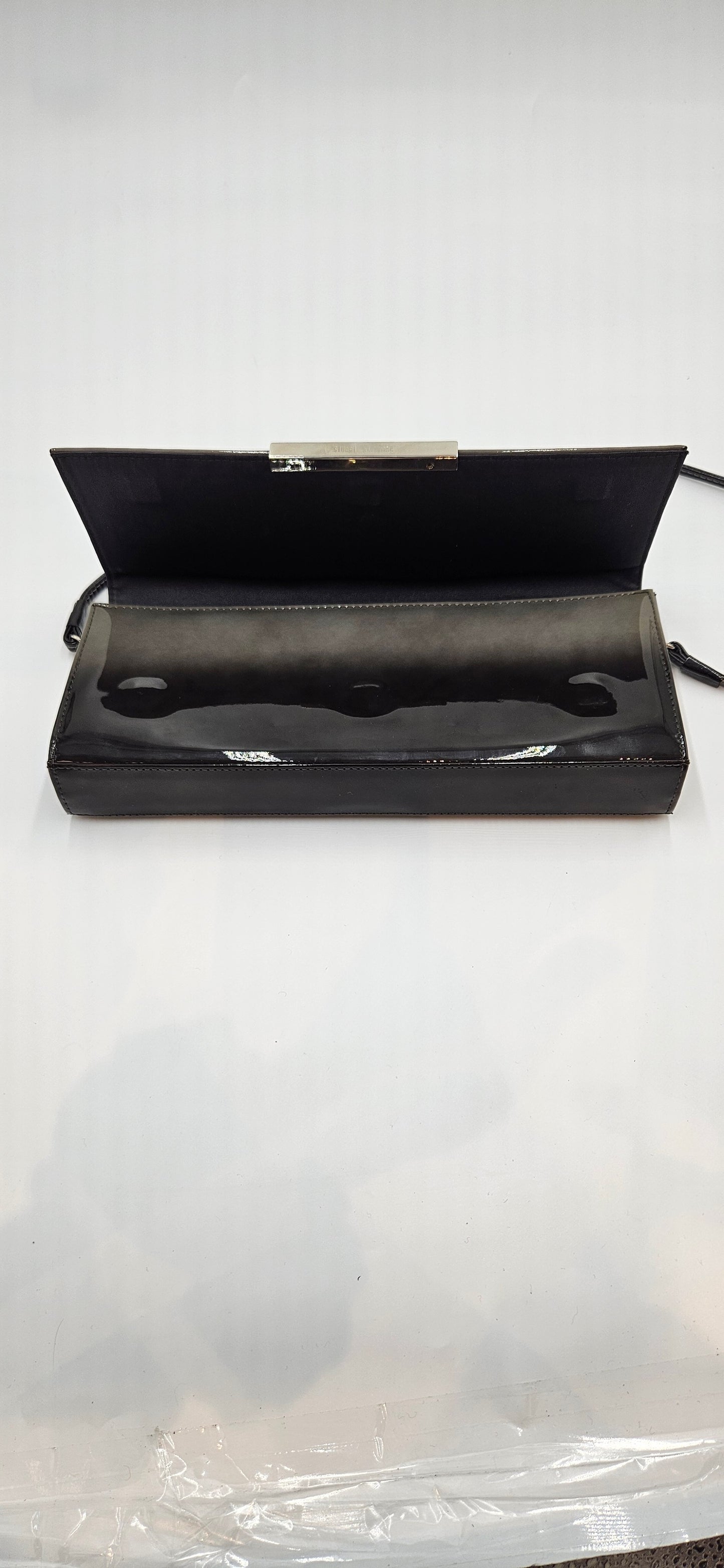 Stuart Weitzman Grey Patent Clutch