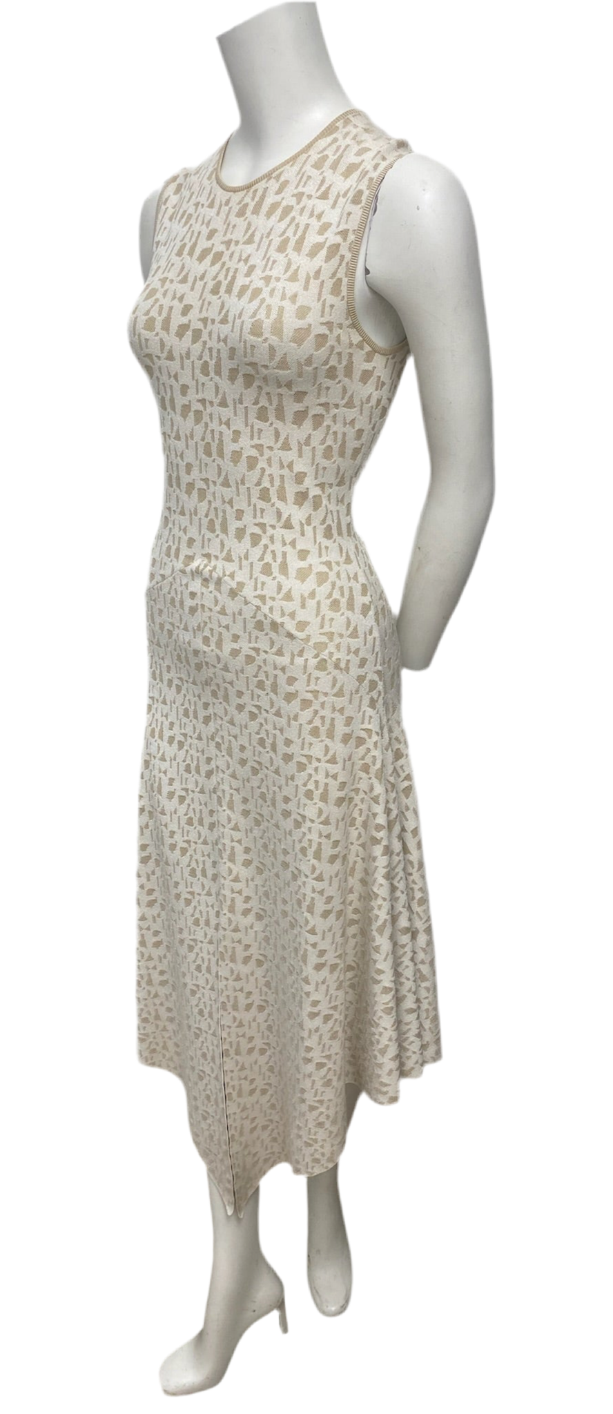 Akris Cream & Beige Geometric Print Dress Size S