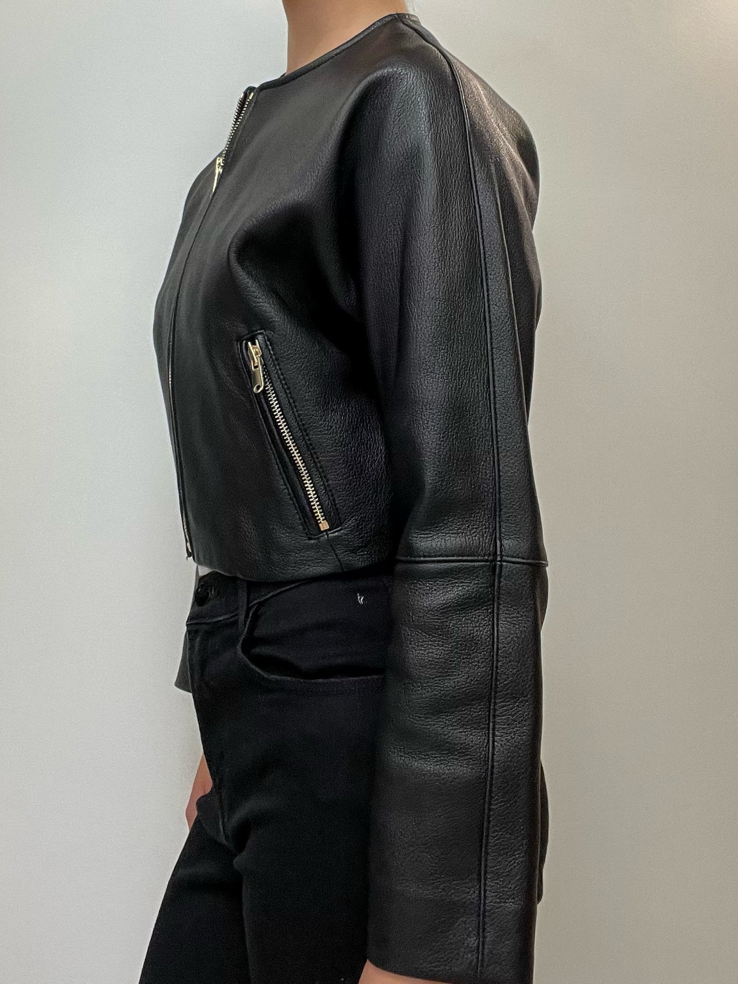 Club Monaco Collection Black Lamb Skin Leather Jacket Size XS