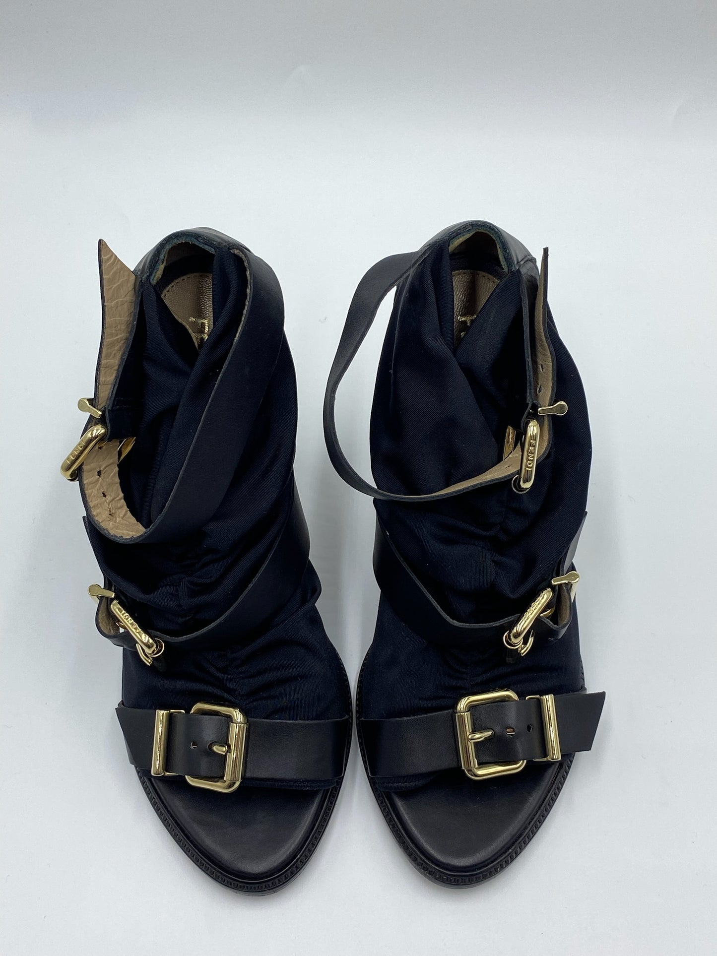 Fendi Black Satin Ankle Booties Size 38.5