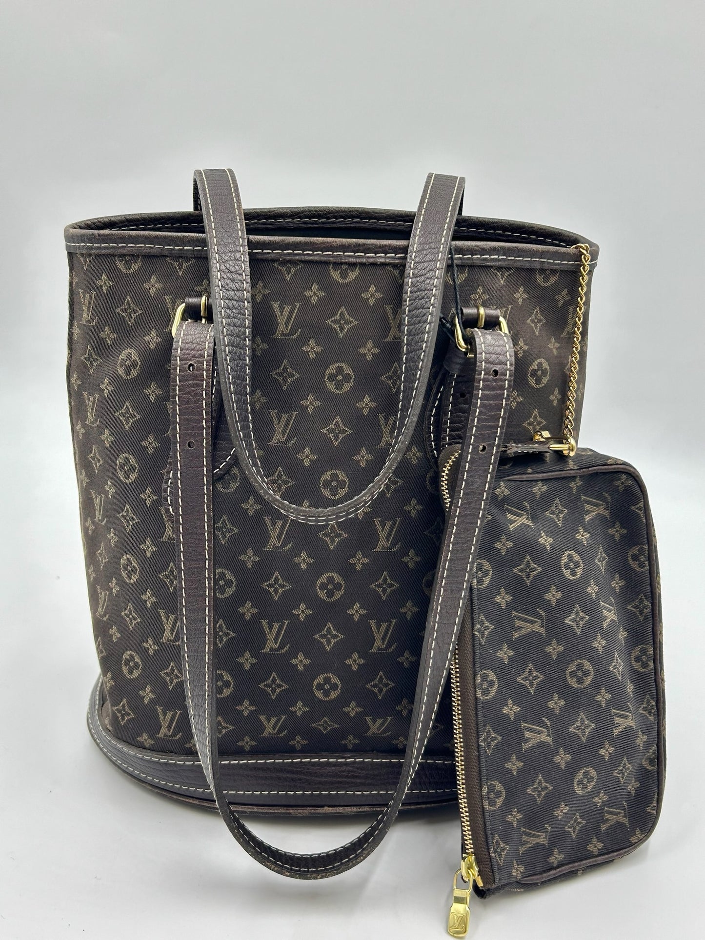 Vintage Louis Vuitton Mini Lin Bucket Bag With Pochette
