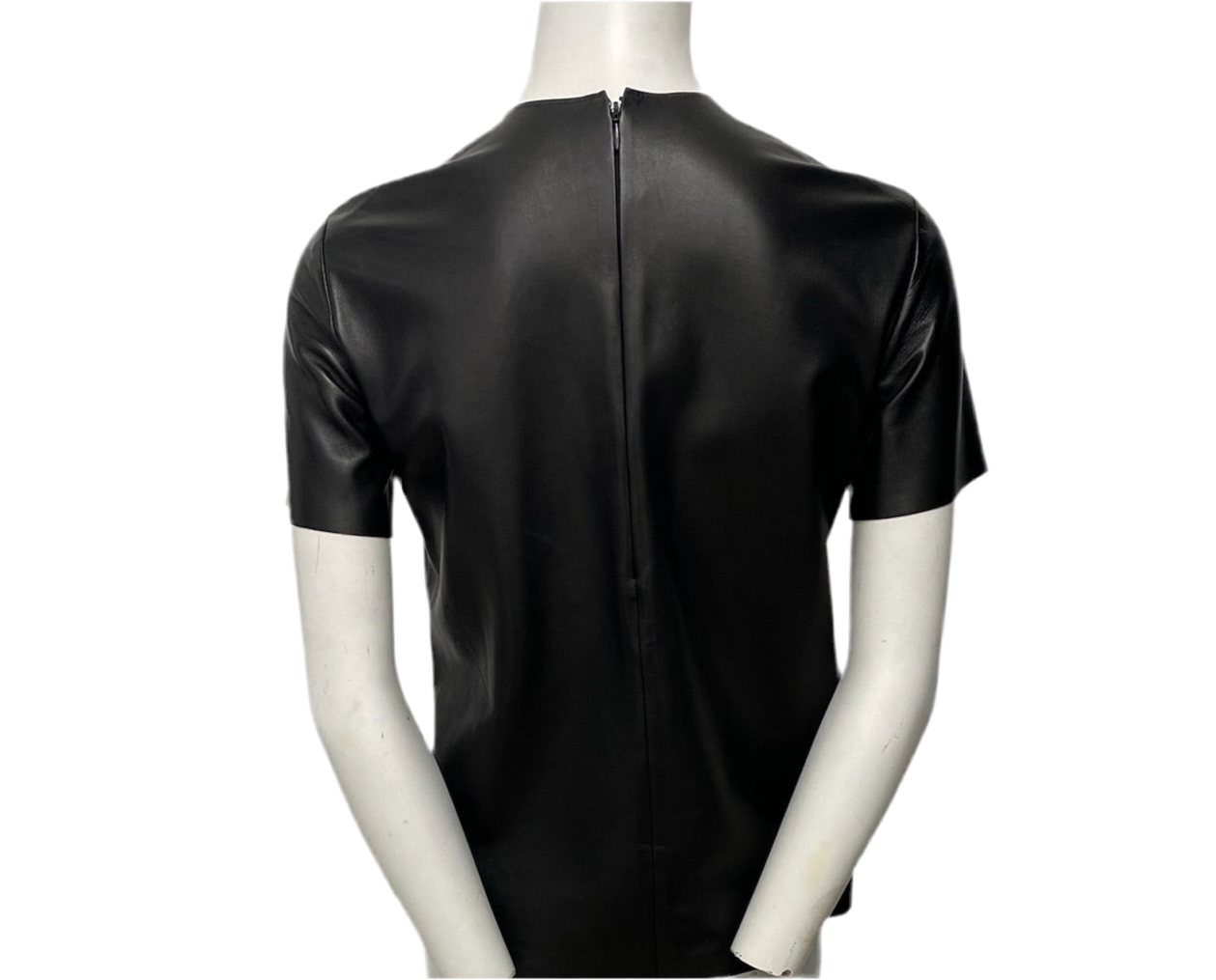 Celine Black Lambskin Leather Blouse Size 36
