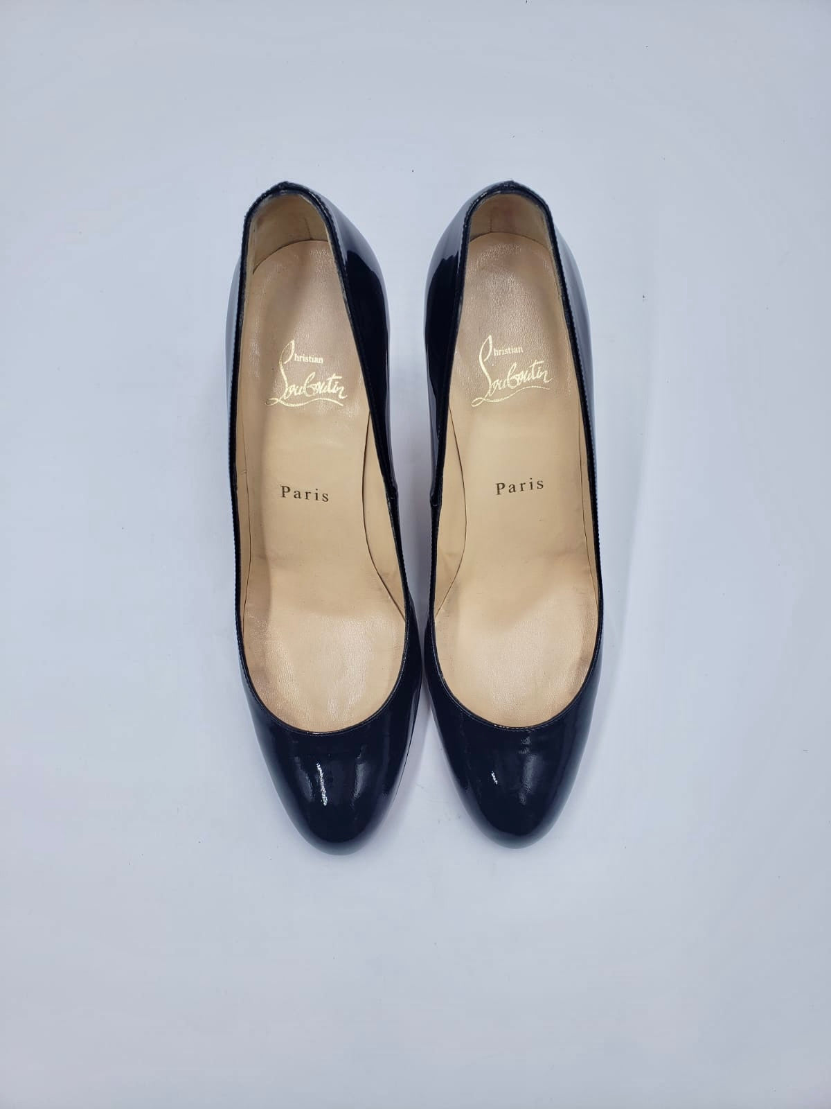 Christian Louboutin Black Patent Round Toe Pump Size 39