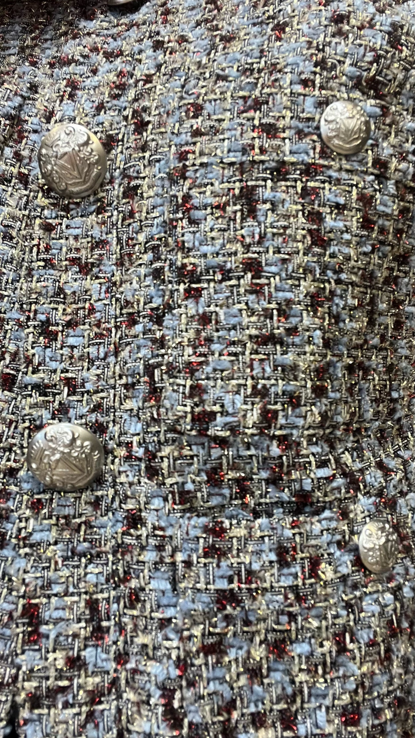 Veronica Beard Grey Metallic Weave Tweed Crop Blazer Size 4