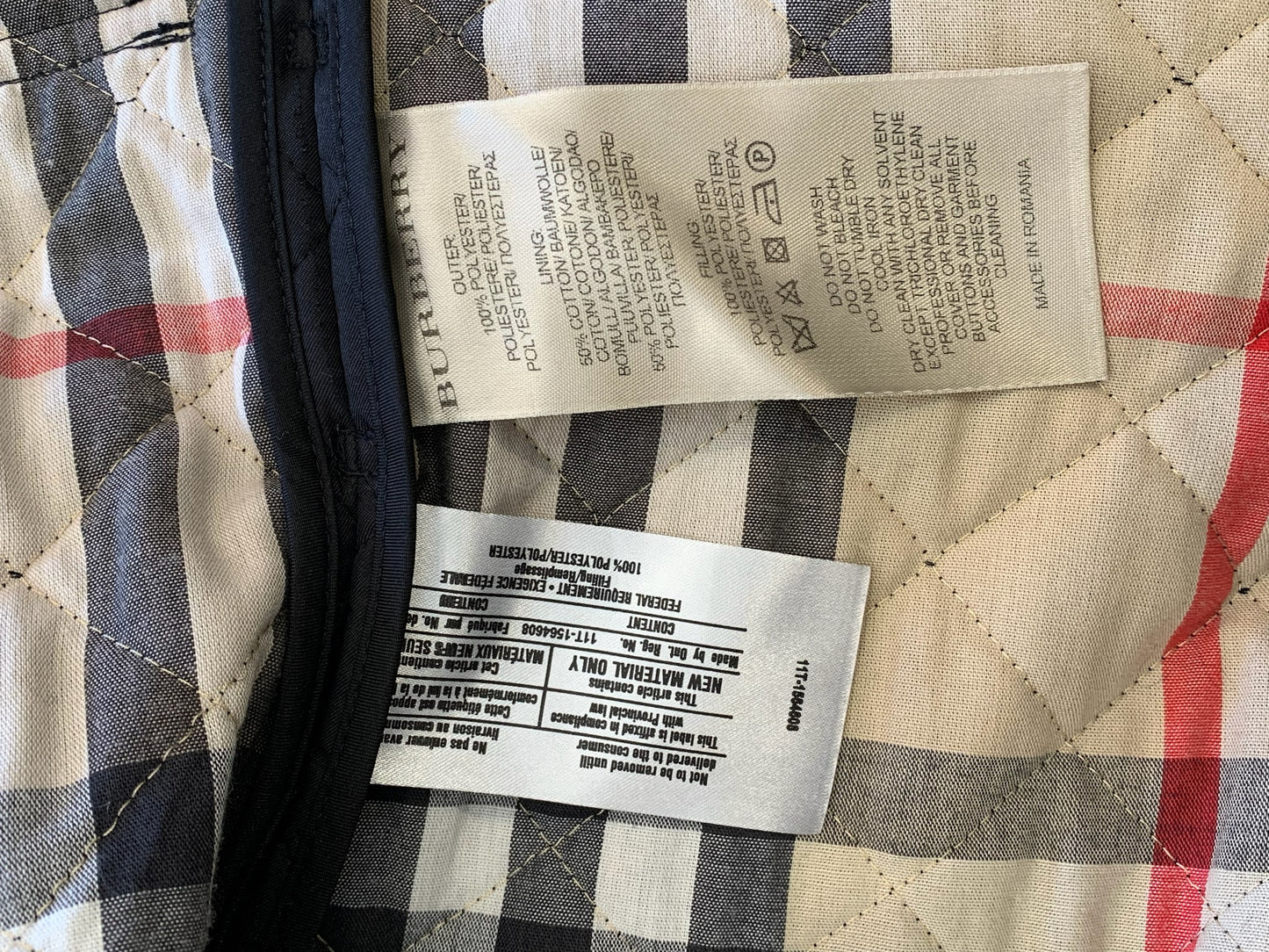 Burberry Black Quilted Belted Jacket Size S