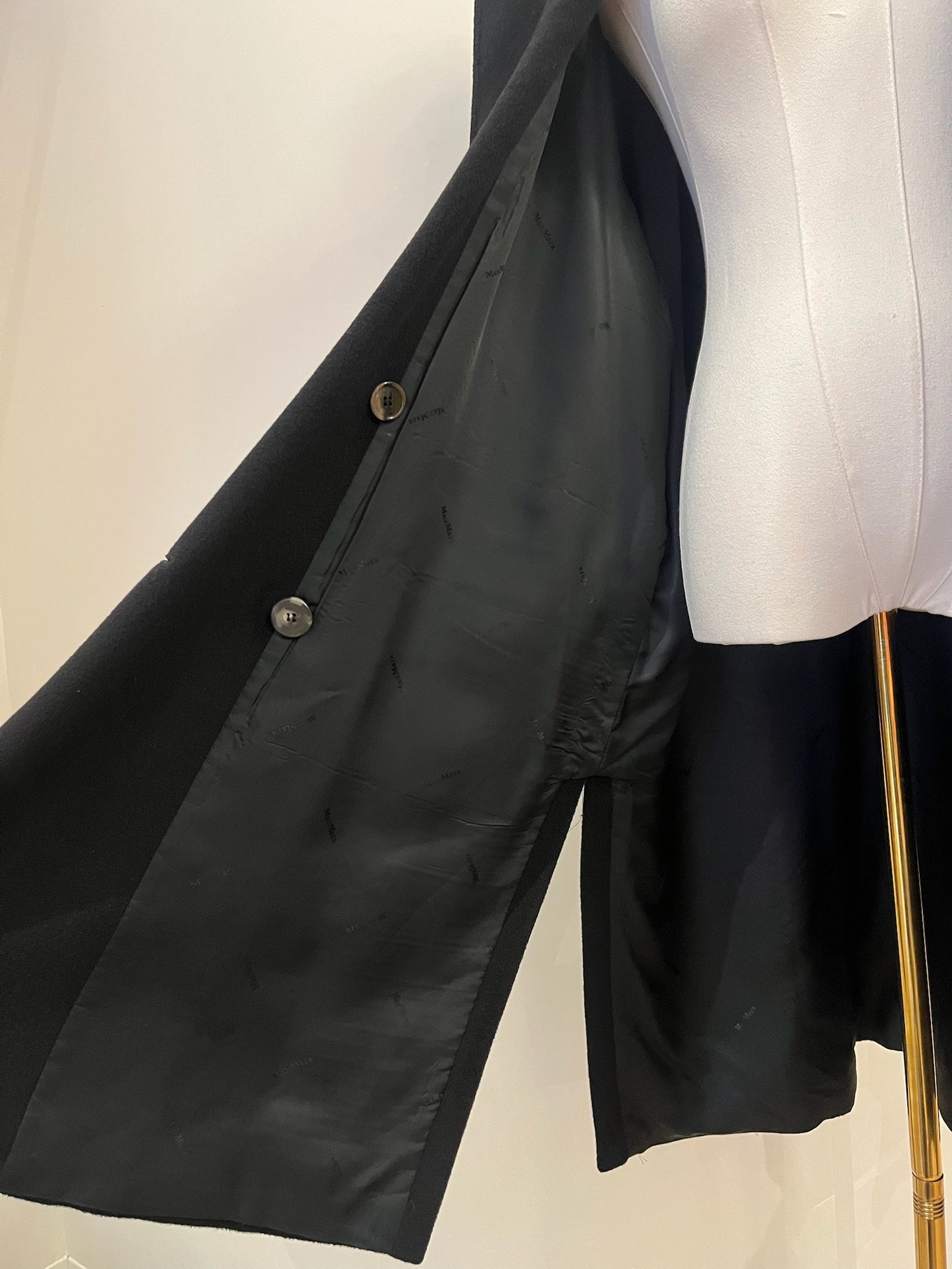 Max Mara Black Oversized Wool & Cashmere Coat Size 12